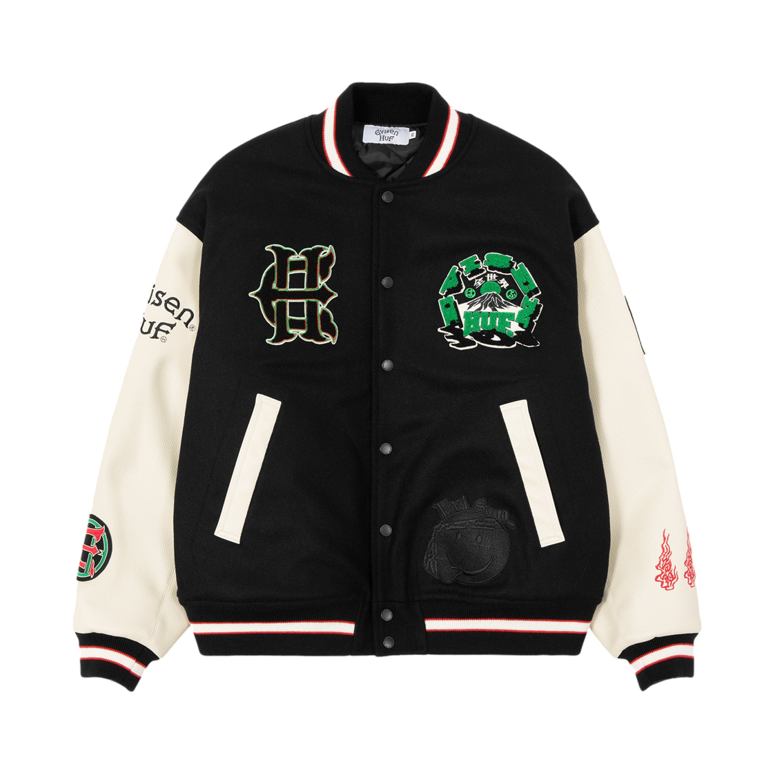 허프 x 에비센 스타디움 로고 자켓 블랙(HUF x Evisen Stadium Logo Jacket Black)
