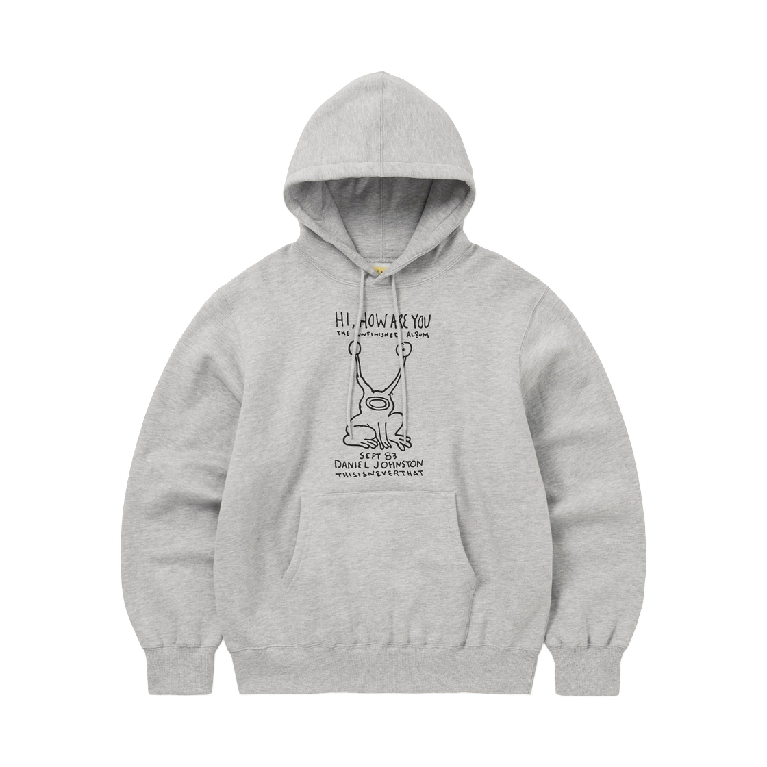 디스이즈네버댓 x 다니엘 존스턴 프로그 후드 헤더 그레이(Thisisneverthat x Daniel Johnston Frog Hoodie Heather Grey)