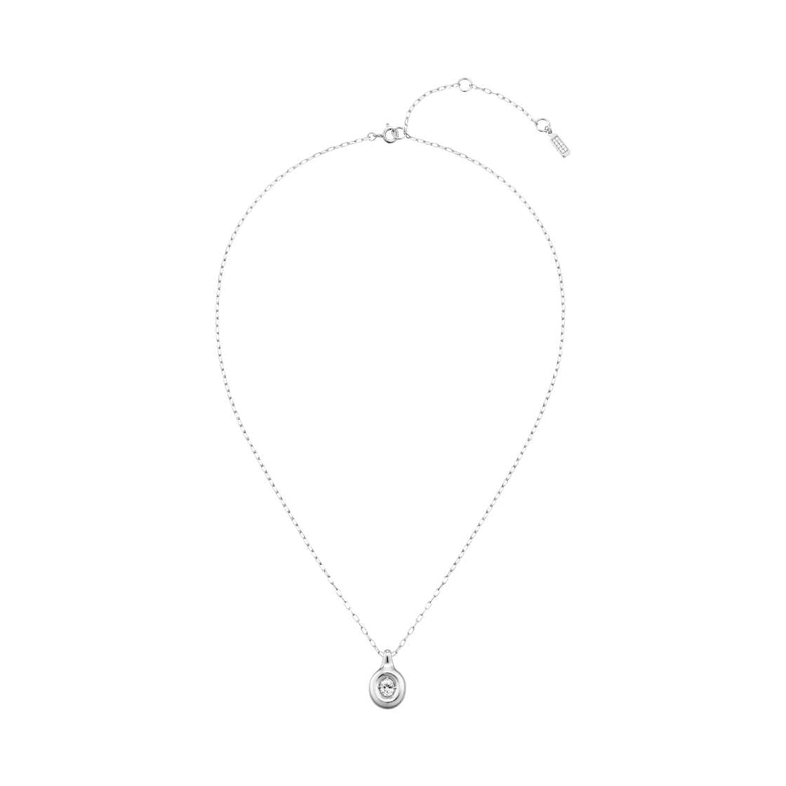 넘버링 #3801 오벌 솔리테어 펜던트 네크리스 실버(NUMBERING #3801 Oval Solitaire Pendant Necklace Silver)