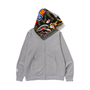 BAPE Shark Full Zip Double Hoodie Gray