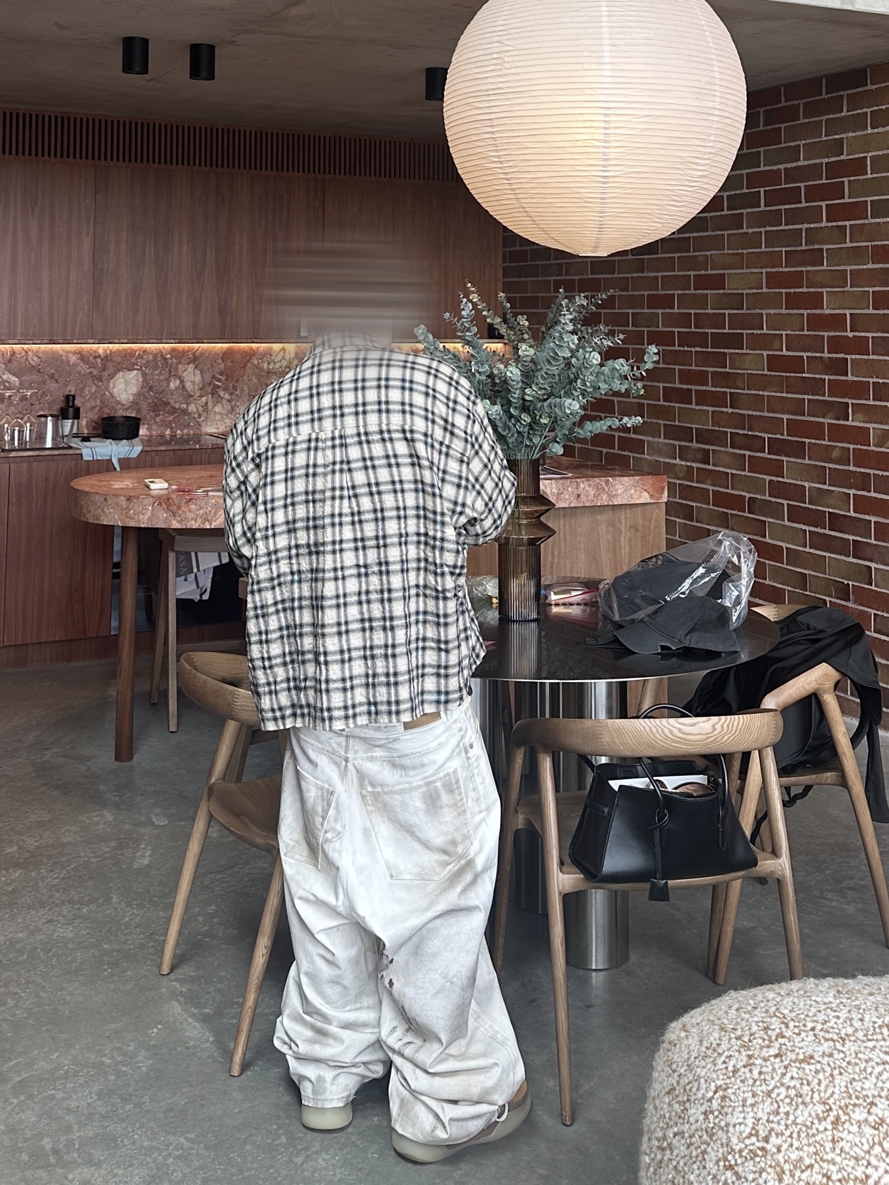 qualisartifexpereo Japanese Lyocell Shirts, qualisartifexpereo Dirty Baggy Pants Cream 착용 스타일 - 4