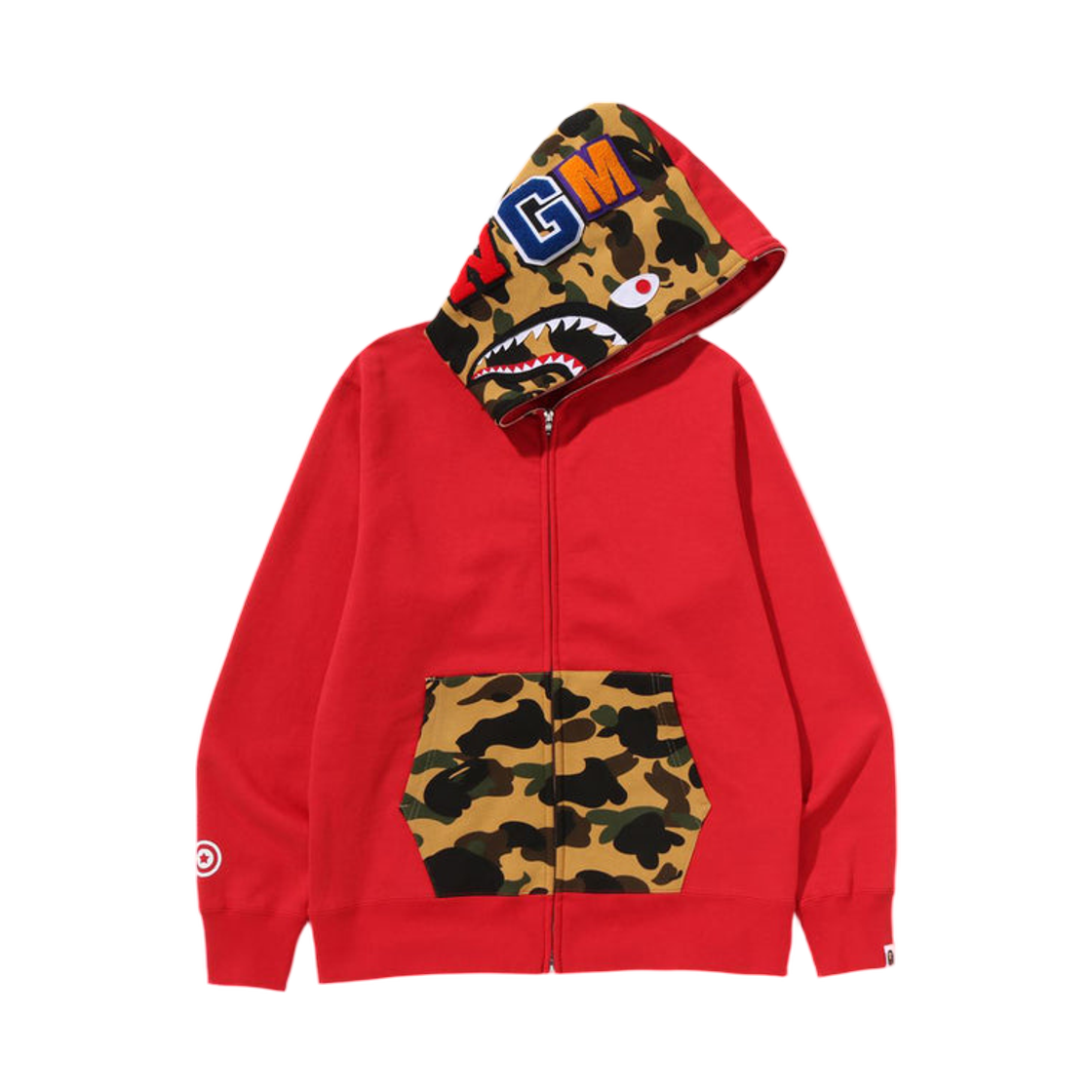 베이프 샤크 풀 집 후드 레드