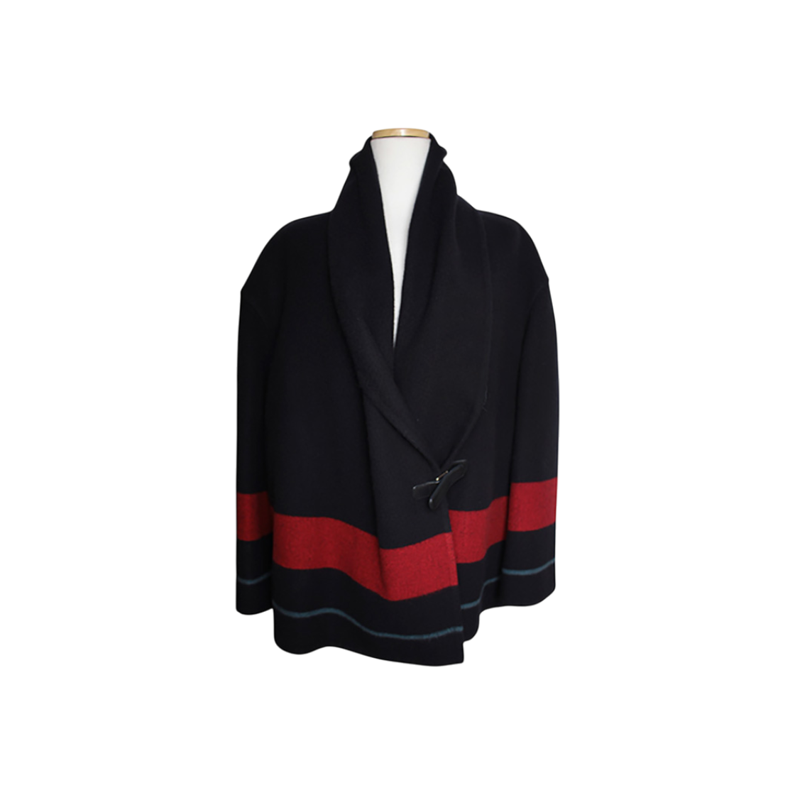 에르메스 네이비 레드 파온 라이닝 캐시미어 숄 라펠 숏코트 34(Hermes Navy Red Cashmere Shawl Lapel Short Coat 34)