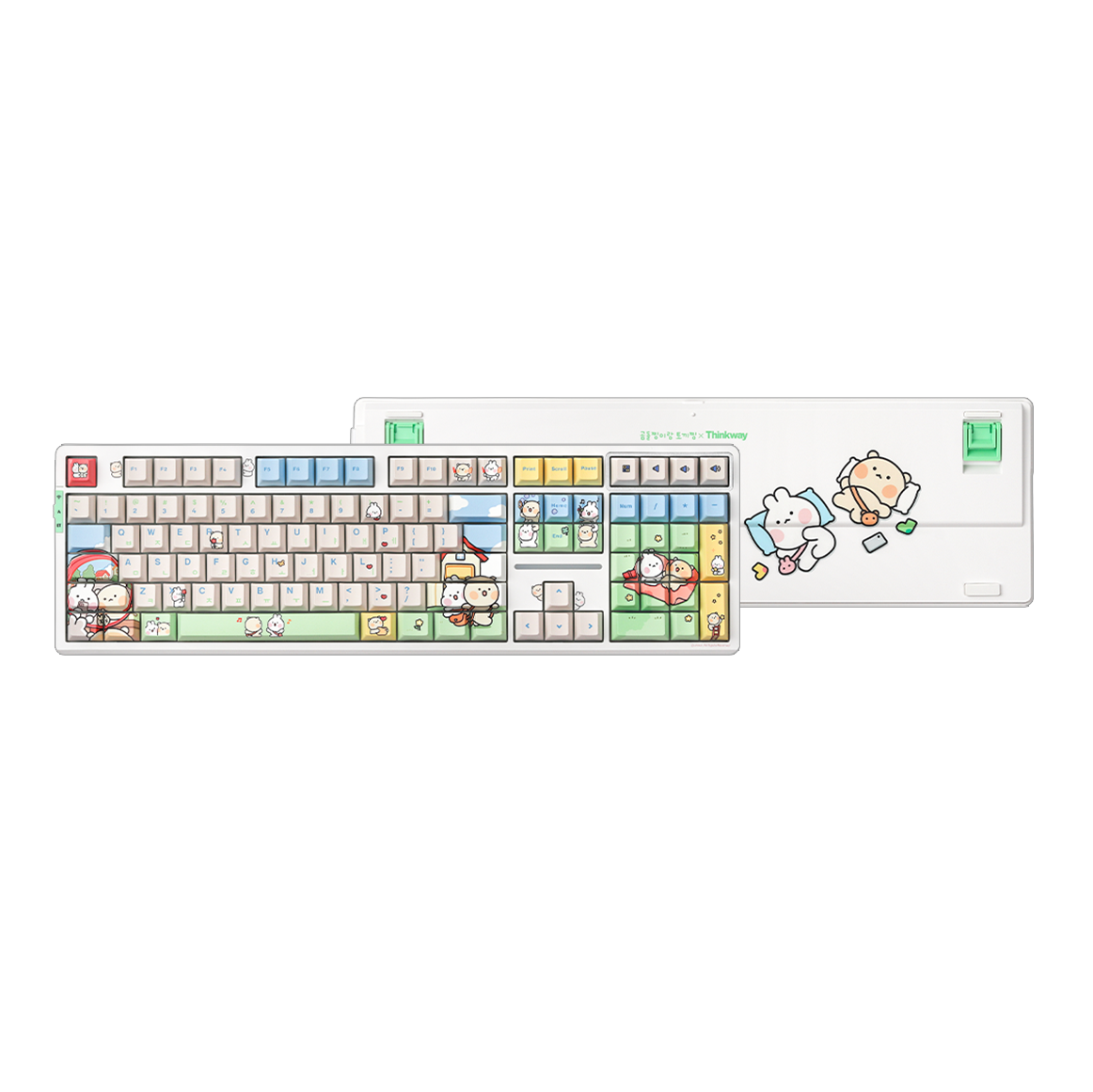 씽크웨이 토체프 101 108키 기계식 유무선 키보드 곰돌찡이랑 토끼찡 에디션(ThinkWay TAUCHE.F 101 Keyboard GomDol and Tokki Edition)