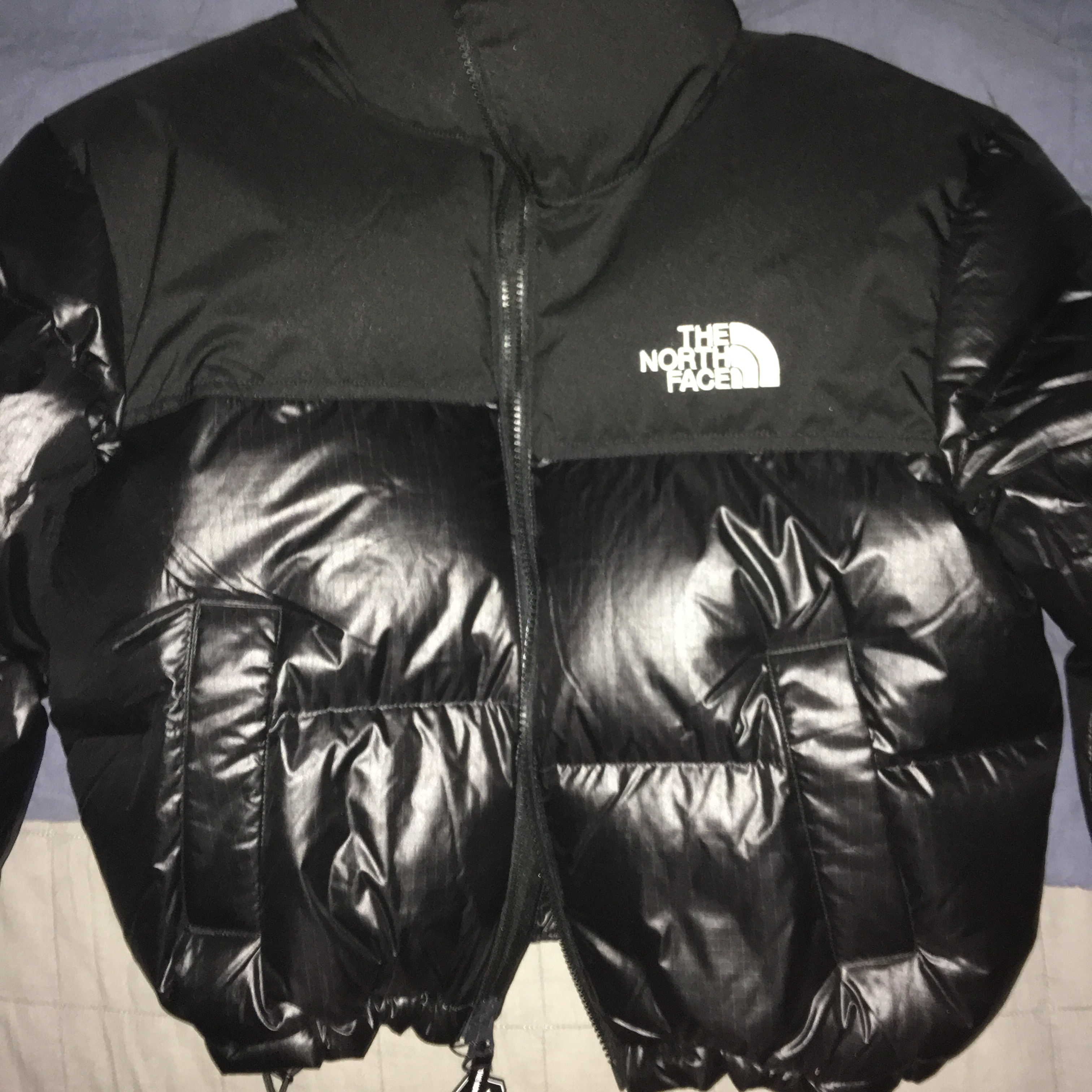 (W) The North Face White Label Novelty Nuptse Down Jacket Black, (W) The North Face Nuptse Short Jacket Black 착용 스타일 - 1