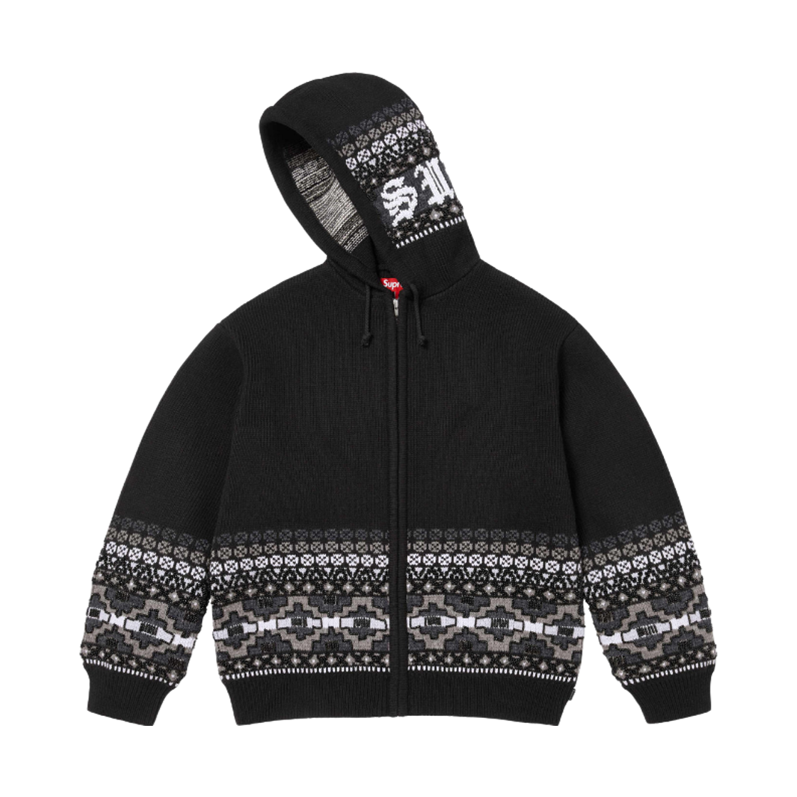 슈프림 비디드 집업 후드 스웨터 블랙 - 25FW(Supreme Beaded Zip Up Hooded Sweater Black - 25FW) - 2
