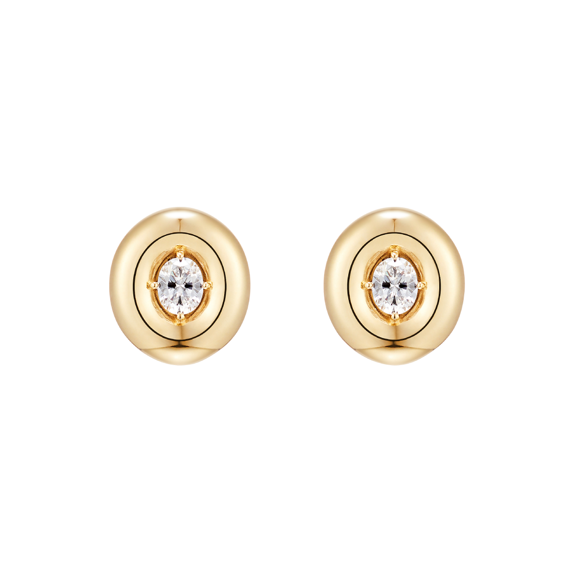 N25CE03 NUMBERING #3301 Oval Solitaire Earrings Gold