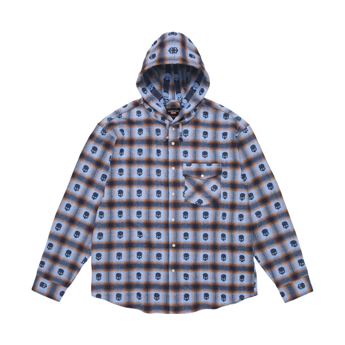 슈프림 x 넘버 나인 후드 플란넬 셔츠 블루 - 25FW(Supreme x Number (N)ine Hooded Flannel Shirt Blue - 25FW) - 1
