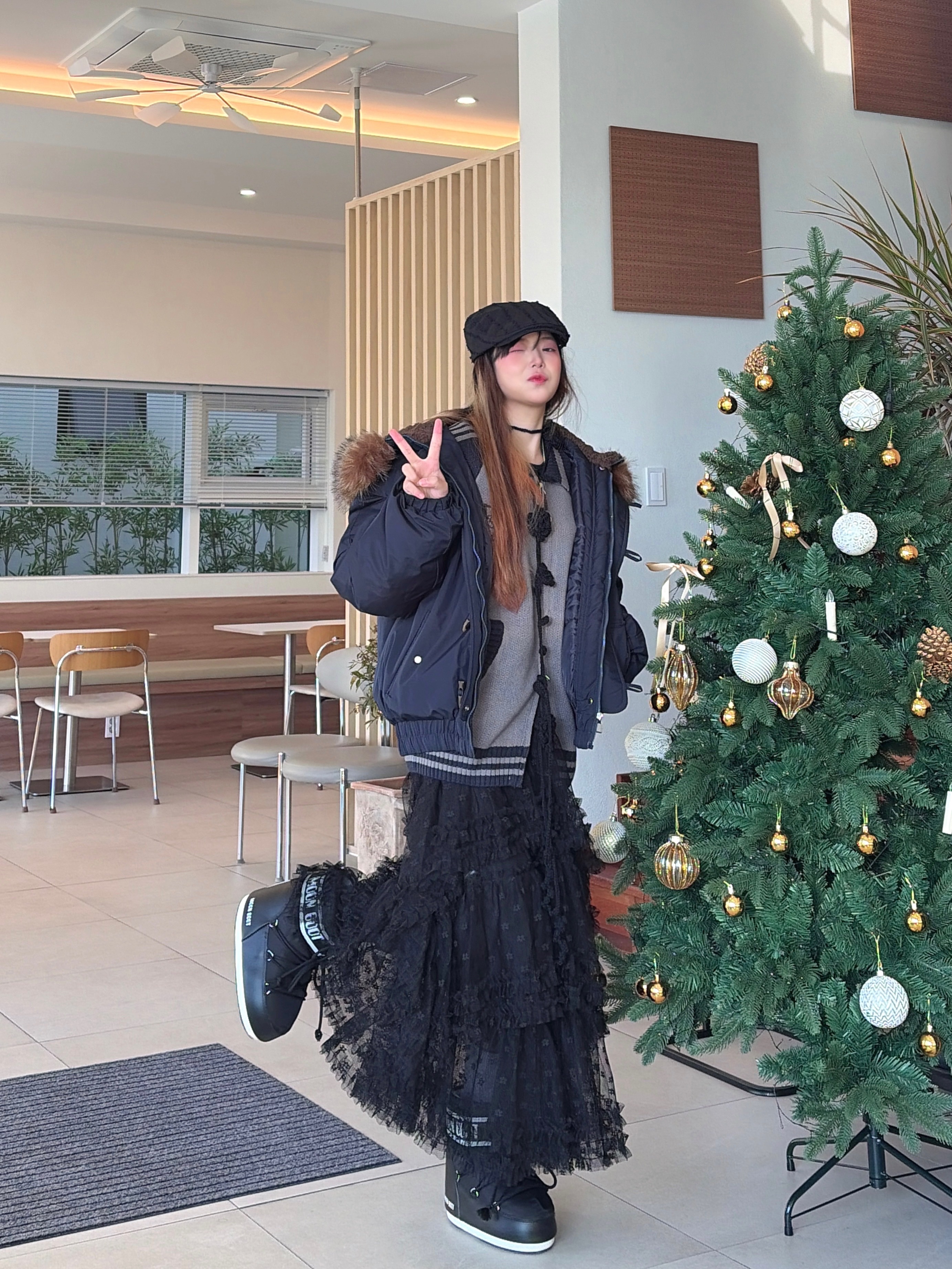 (W) Moon Boot Icon Low Nylon Boots Black 착용 스타일 - 1