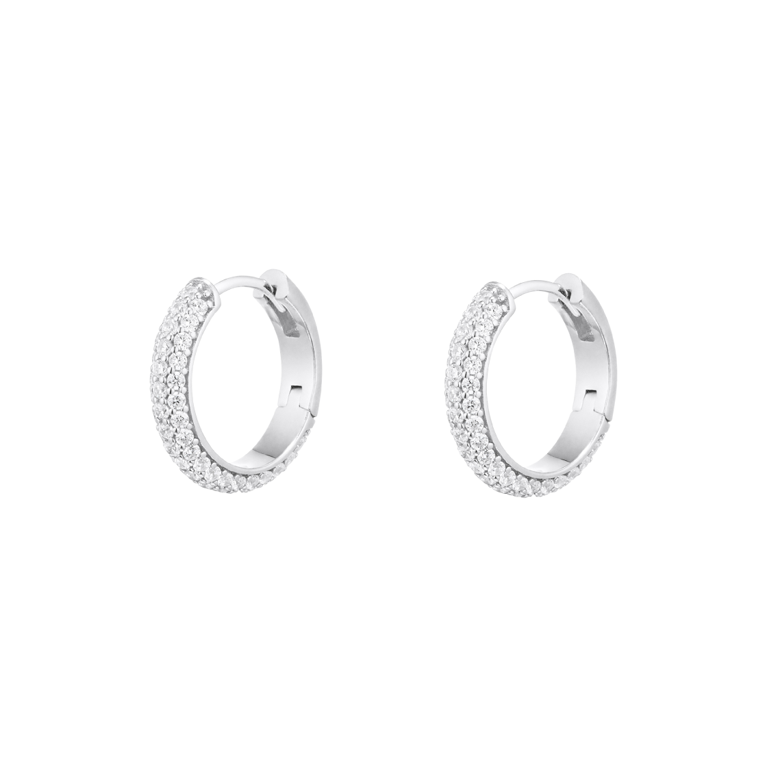 N25CE10 NUMBERING #3207 Basic Pave Hoop Earrings Silver