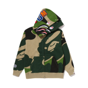 BAPE Mega ABC Camo Double Shark Relaxed Fit Full Zip Hoodie Green