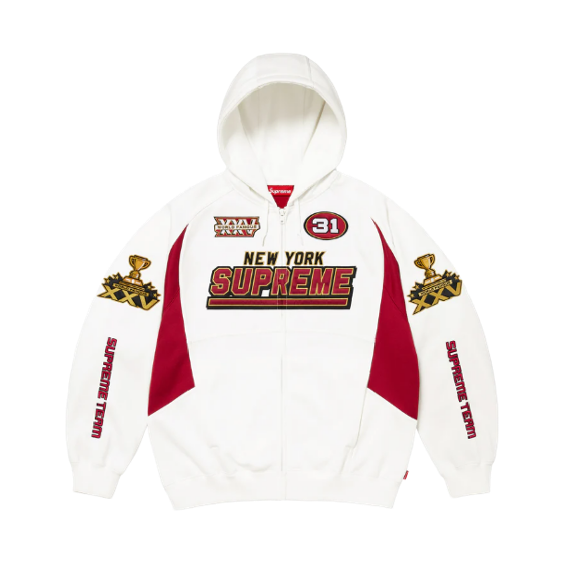 - Supreme Football Zip Up Hooded Sweatshirt White - 25FW