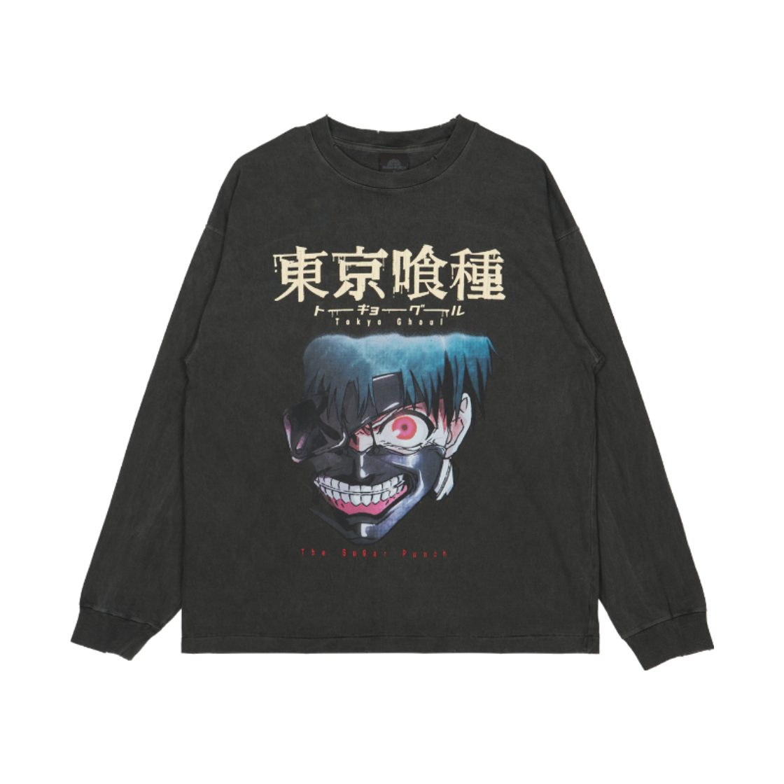 슈가펀치 x 도쿄 구울 긴팔 티셔츠 002 카네키 마스크 블랙