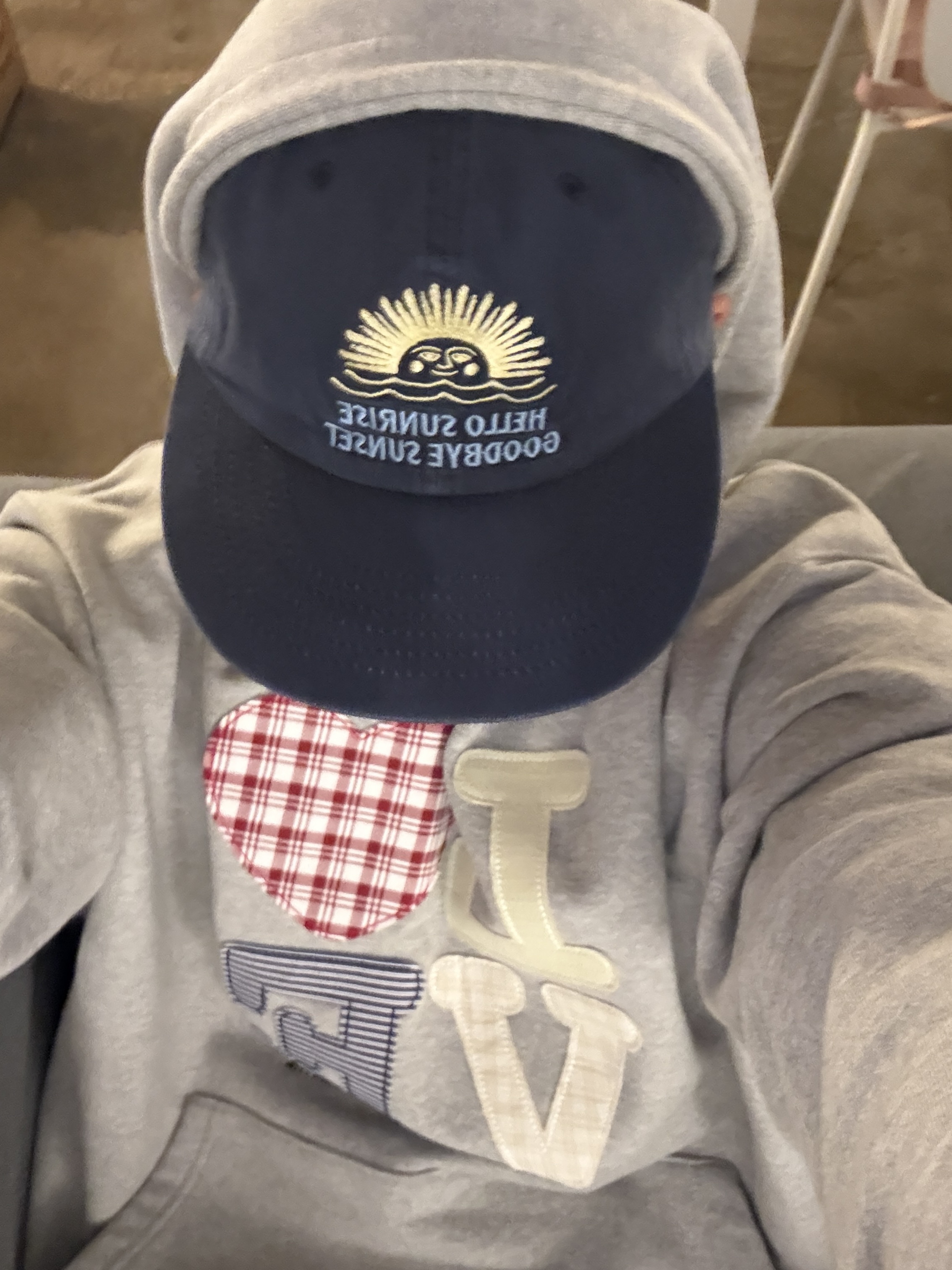 Hello Sunrise 90s Logo 6Panel Cap Navy 착용 스타일 - 1