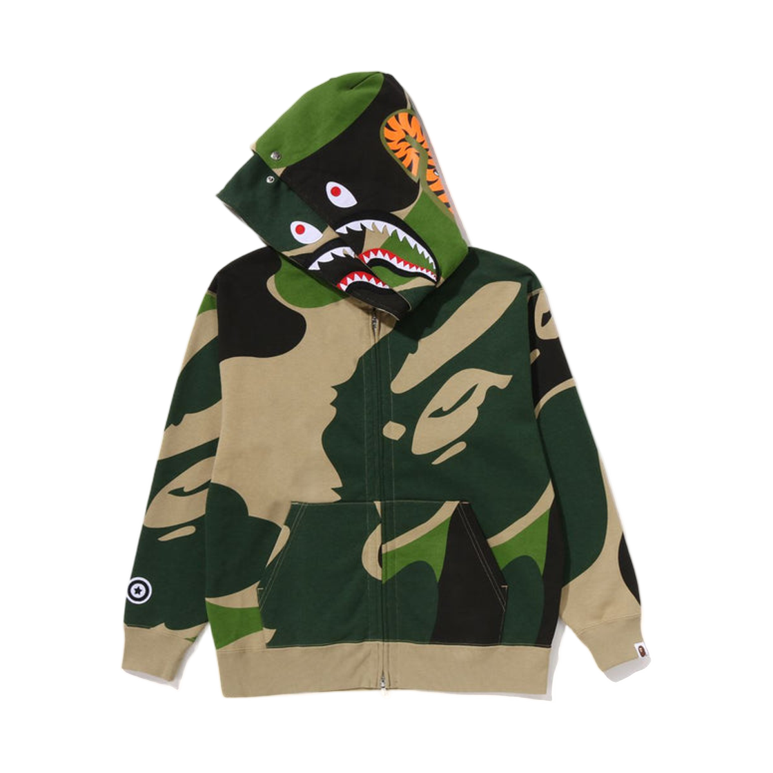 베이프 메가 ABC 카모 더블 샤크 릴렉스드 핏 풀 집 후드 그린(BAPE Mega ABC Camo Double Shark Relaxed Fit Full Zip Hoodie Green) - 2