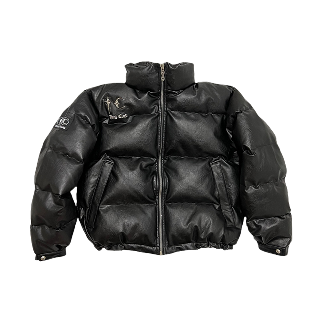 - Thug Club Leather Puffer Jacket Black (Duck Down)