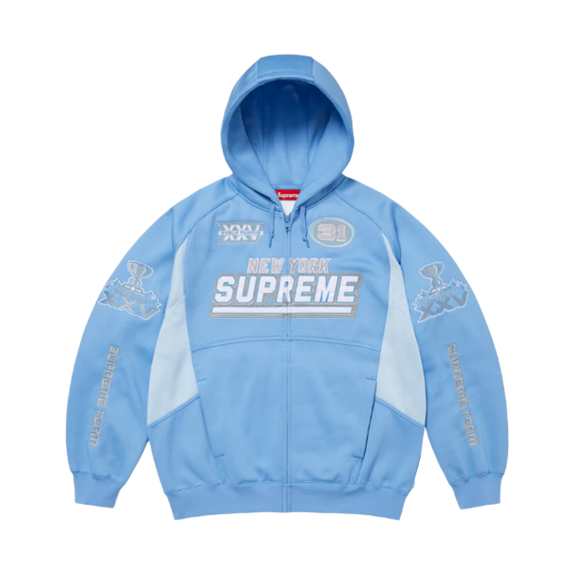 - Supreme Football Zip Up Hooded Sweatshirt Light Blue - 25FW