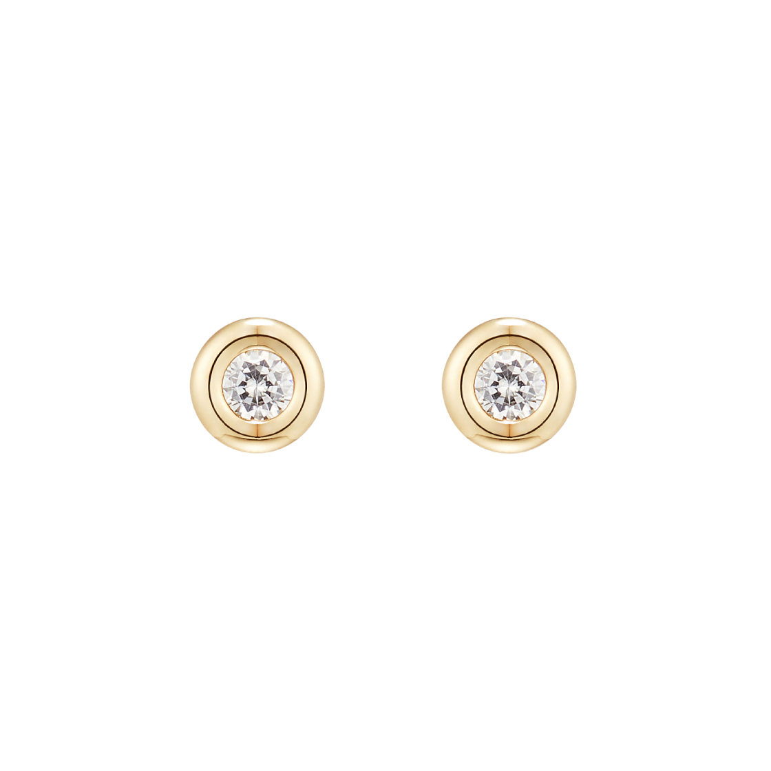 N25CE01 NUMBERING #3201 Bezel Set Solitaire Earrings Gold