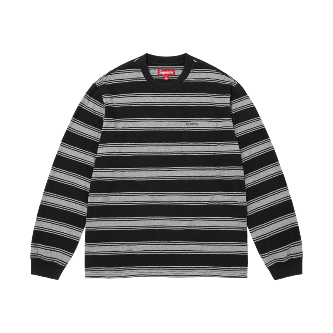 슈프림 스트라이프 포켓 롱슬리브 탑 블랙 - 25FW