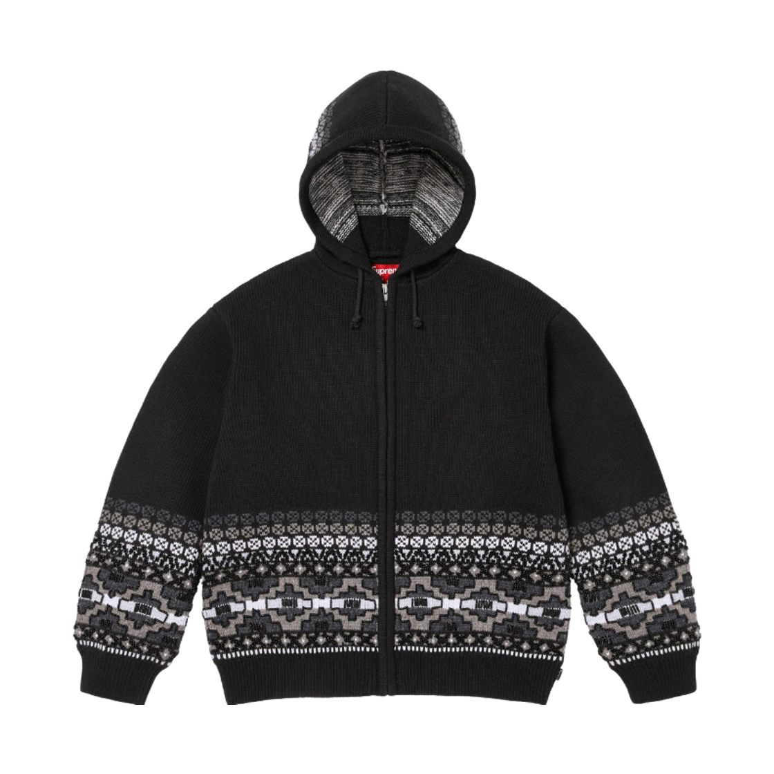 슈프림 비디드 집업 후드 스웨터 블랙 - 25FW