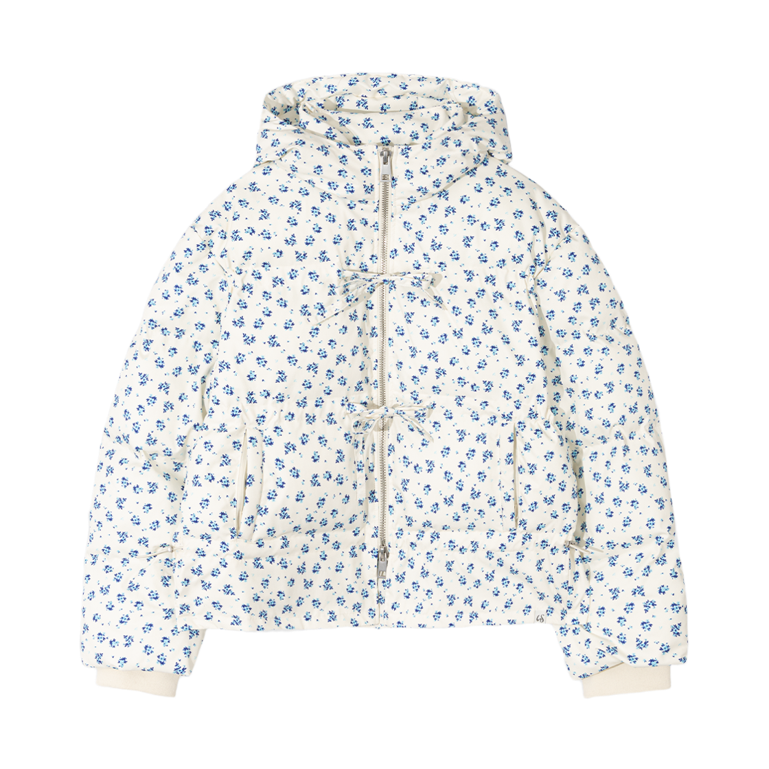 WTC001 UGLYSHADOW Flower Ribbon Padding Jumper Ivory