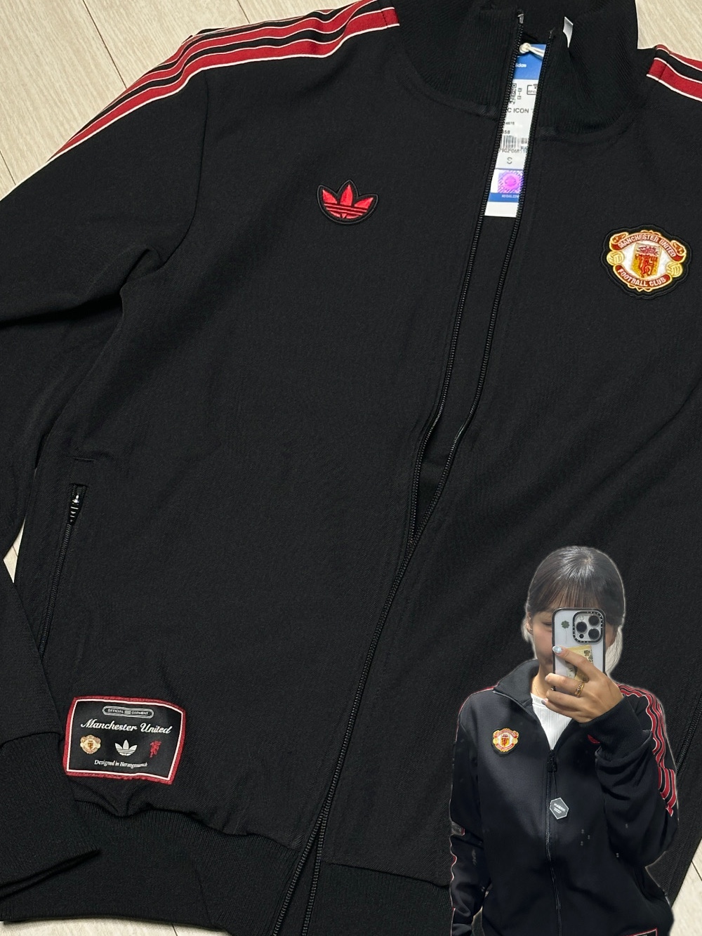 Adidas Manchester United Terrace Icon Track Top Black - KR Sizing 착용 스타일 - 2