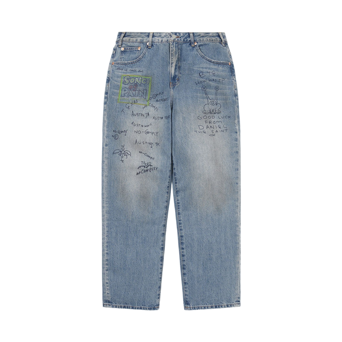 DN253DPA5P01-BLW Thisisneverthat x Daniel Johnston Songs of Pain Denim Pant Washed Blue