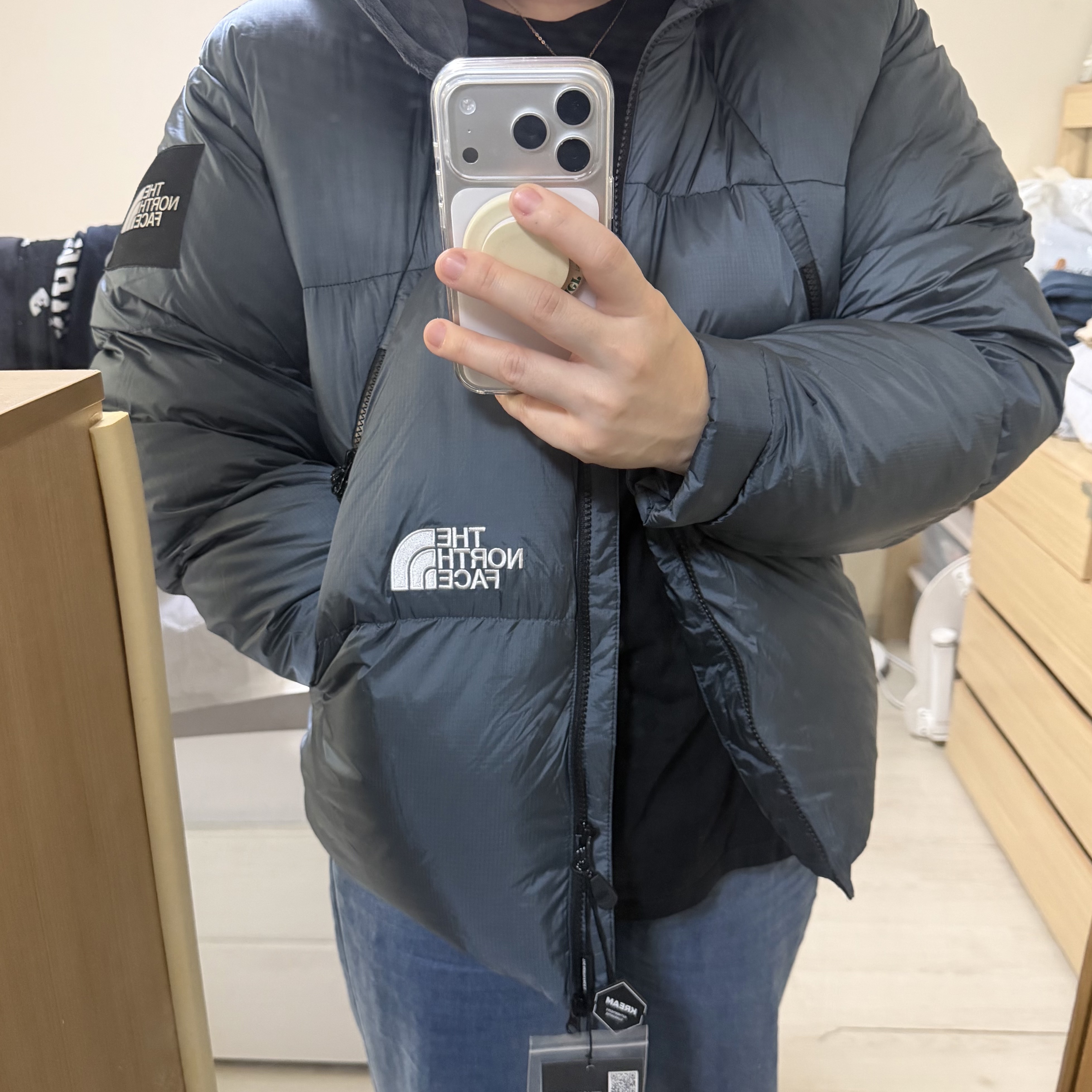 The North Face White Label Project Down Jacket RDS Dusk Blue 착용 스타일 - 2