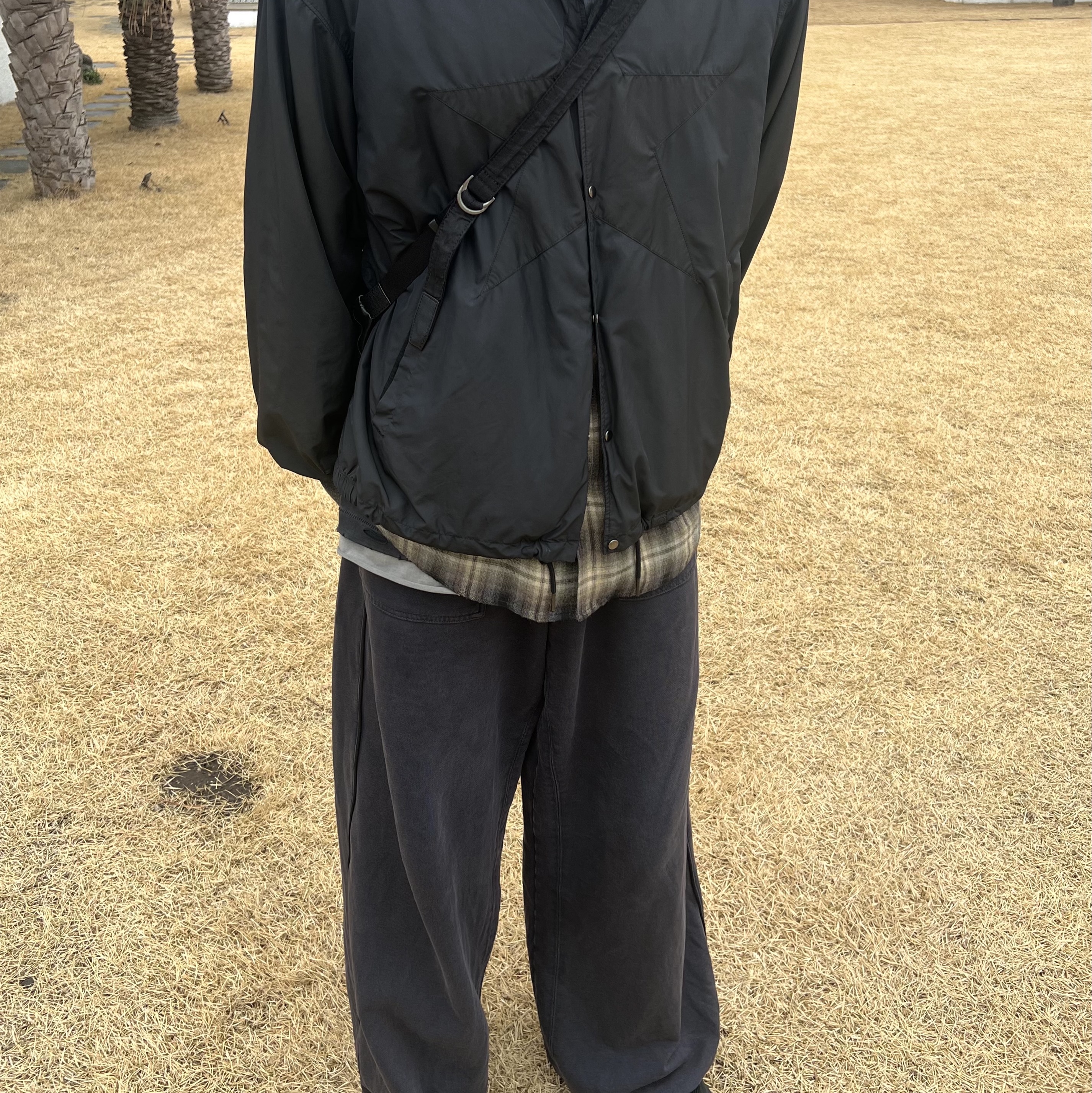 Polyteru 1011 Star Coach Jacket 1.2v Used Ink - 24SS, Polyteru 1011 Fatigue Sweatpants 1.2v Dark Purple Navy 착용 스타일 - 2