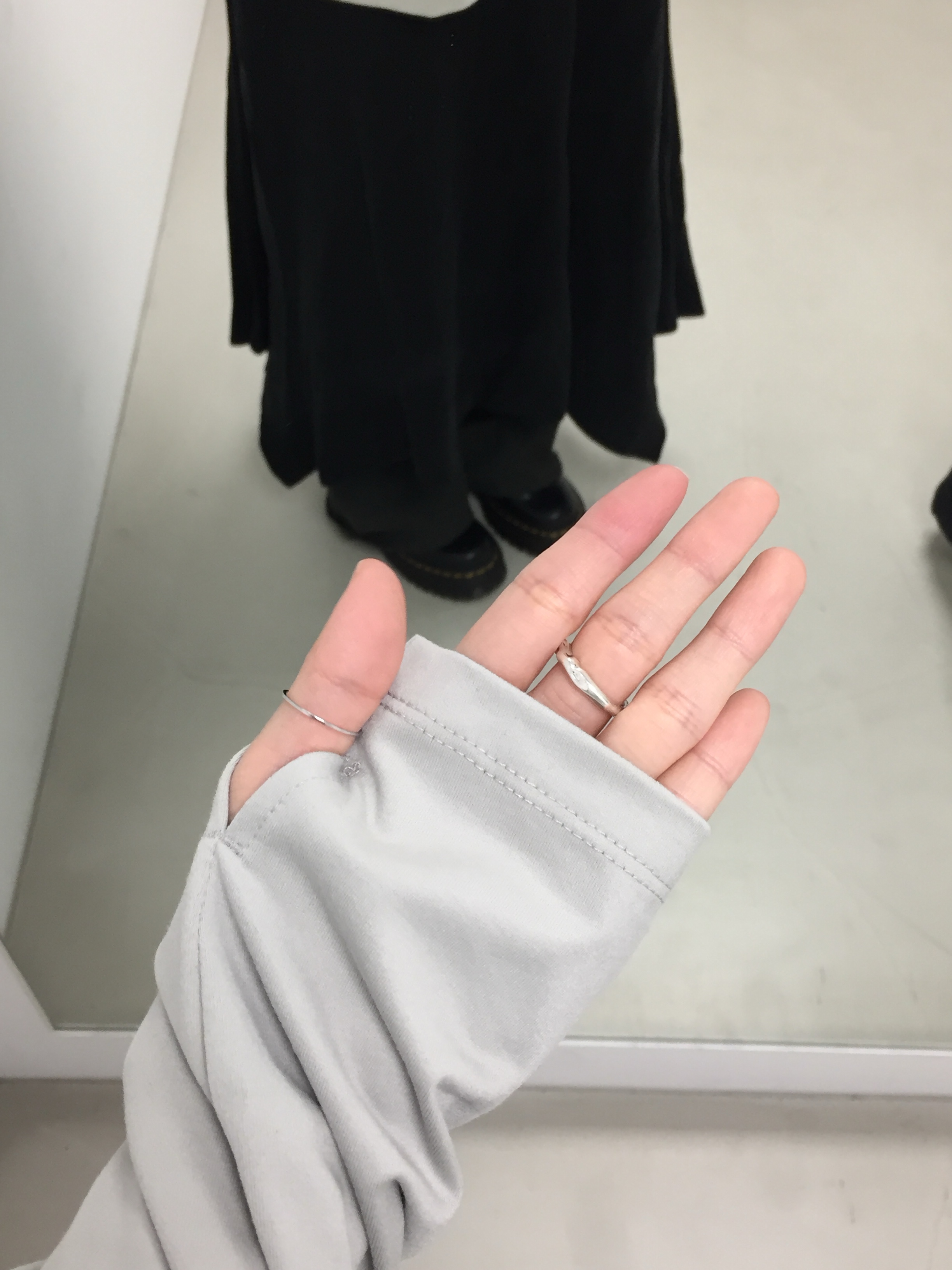 OJOS Mesh Band Puff Sleeve Mint Grey 착용 스타일 - 6