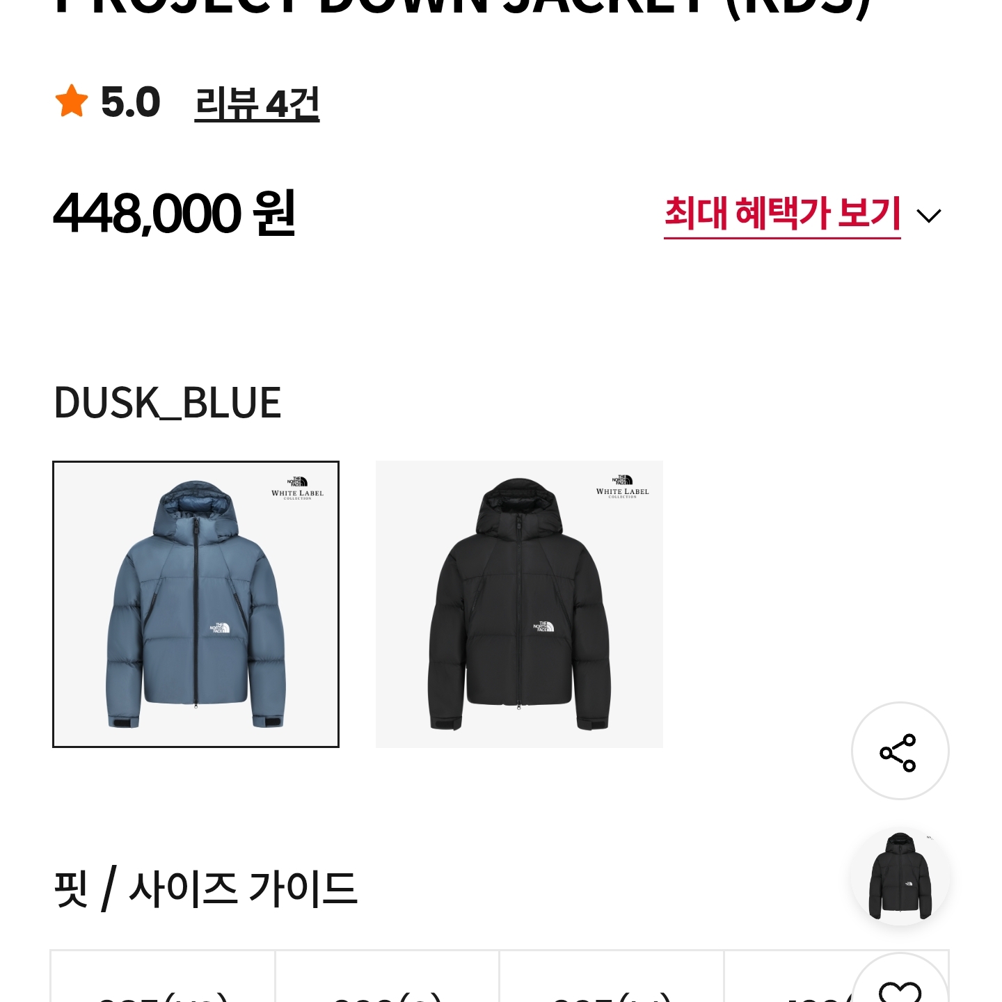 The North Face White Label Project Down Jacket RDS Dusk Blue 착용 스타일