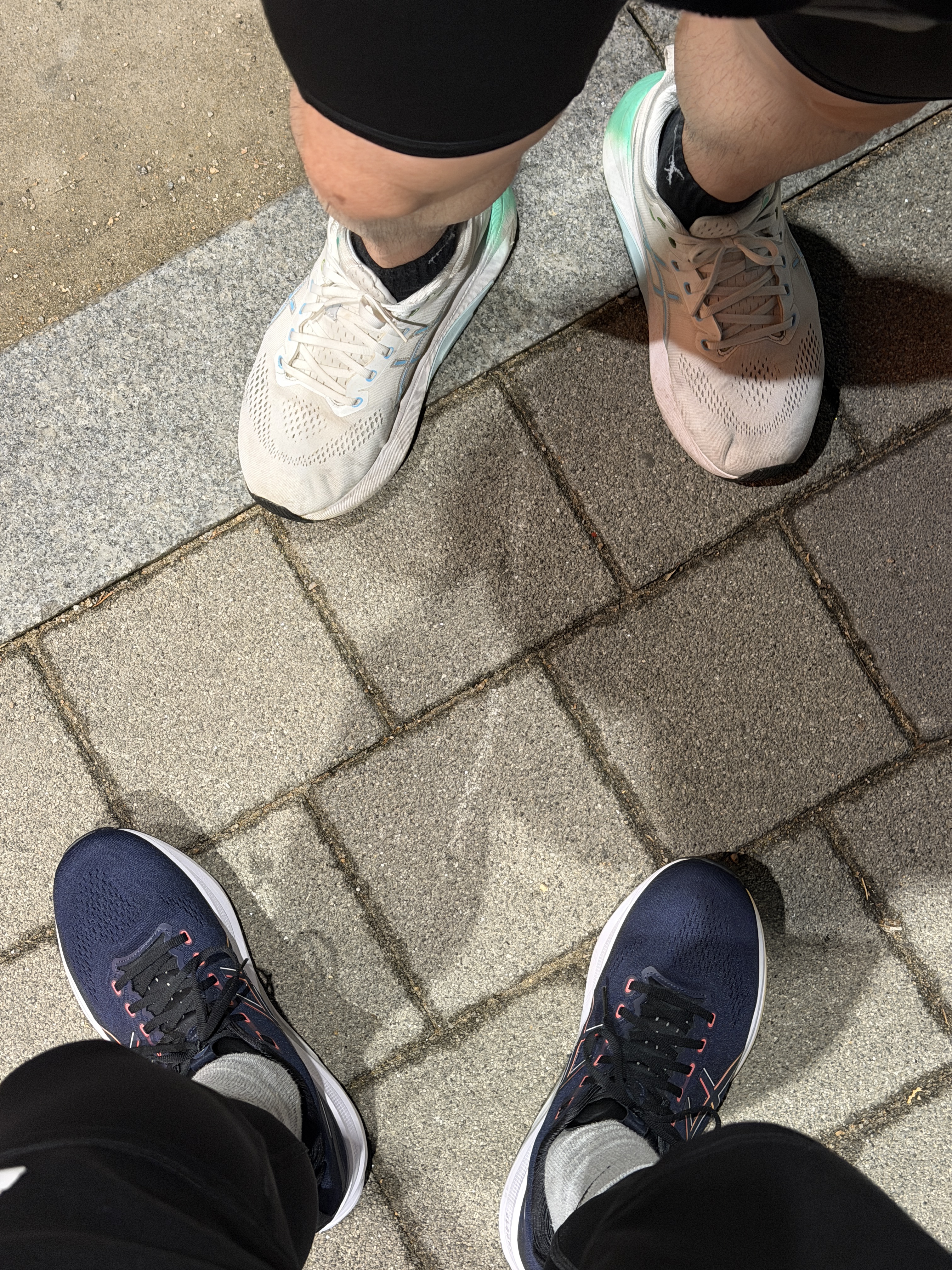 Asics Gel-Kayano 31 White Bright Cyan, Asics Gel-Kayano 32 Midnight Black - 2E Wide 착용 스타일 - 2