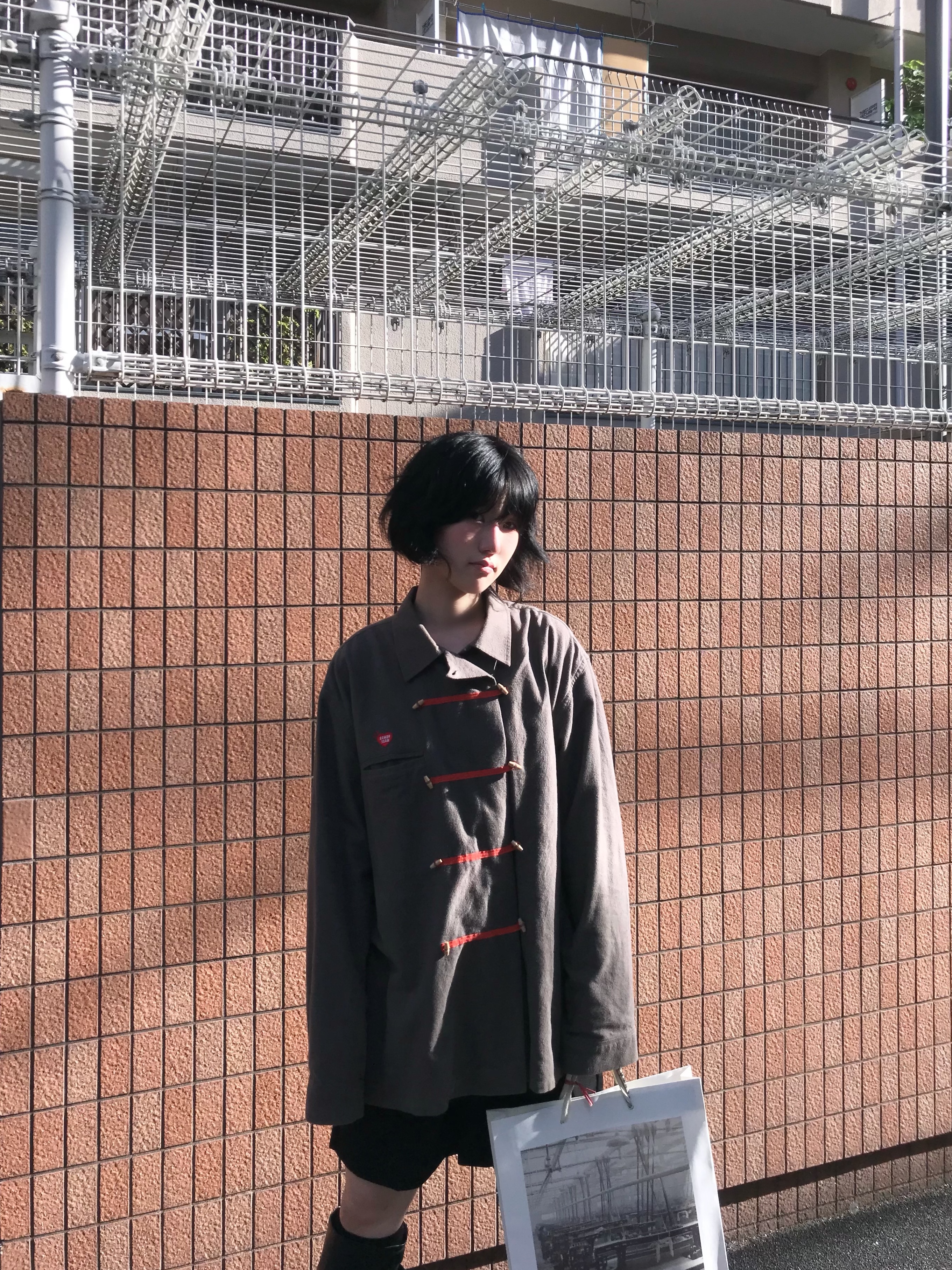 Kapital Stuntman & Woman Smooth Jersey Baggy Track Pants Navy 착용 스타일 - 1