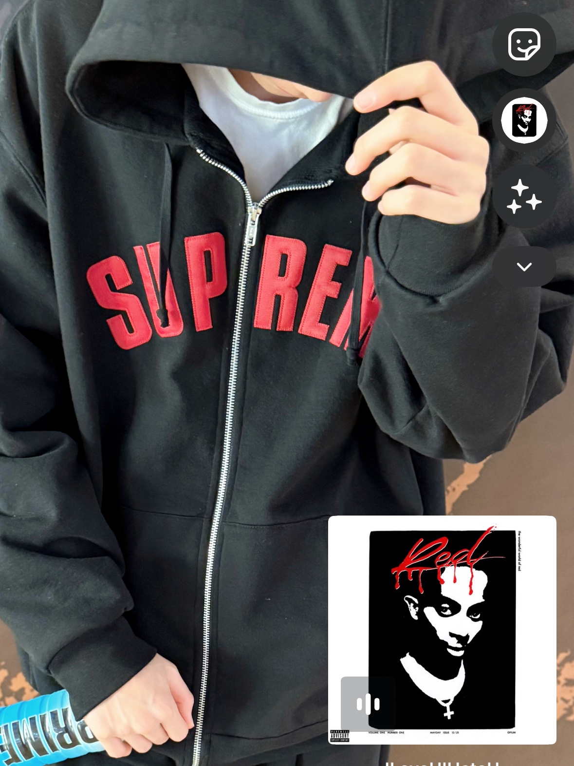 Supreme Arc Thermal Lined Zip Up Hooded Sweatshirt Black - 25FW 착용 스타일
