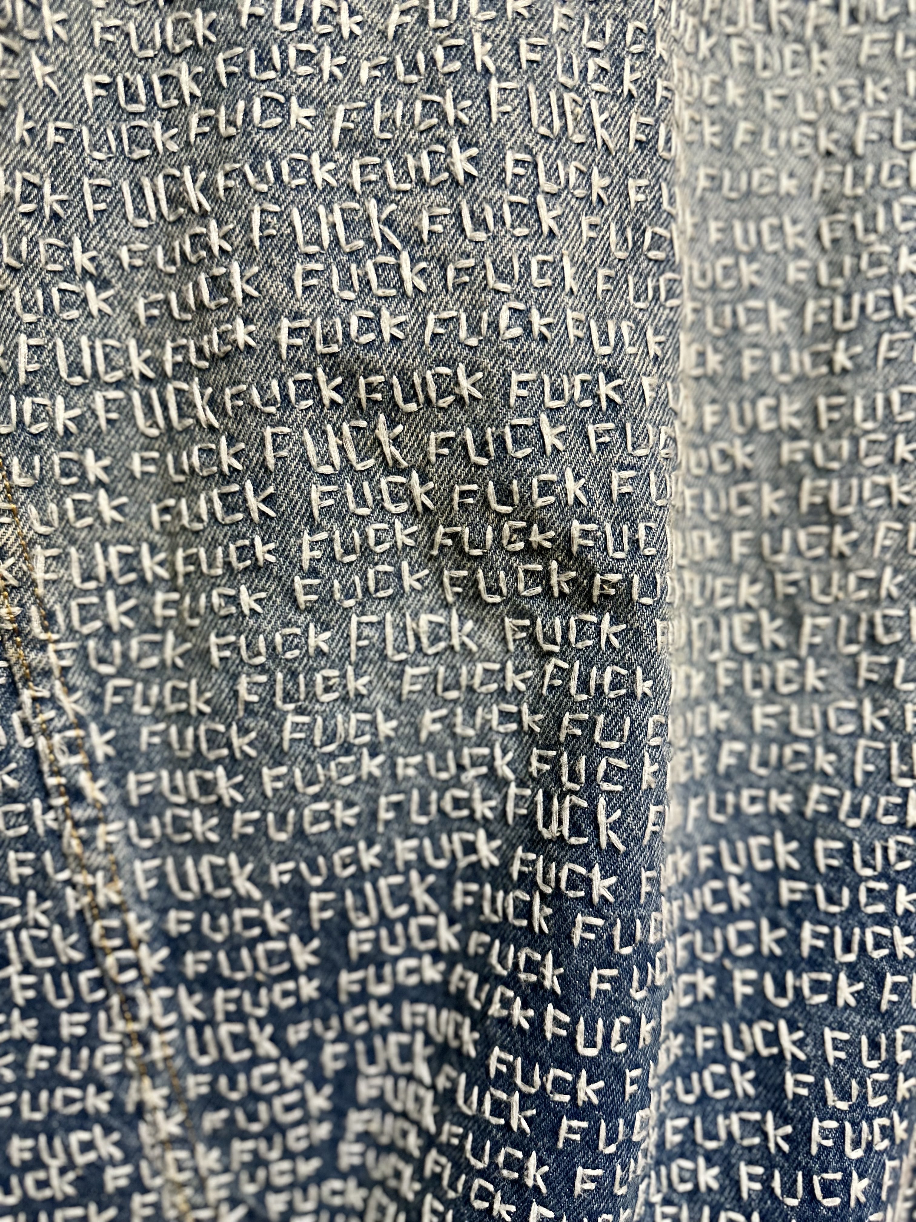 Supreme Fuck Stitch Denim Trucker Jacket Blue - 25SS 착용 스타일 - 3