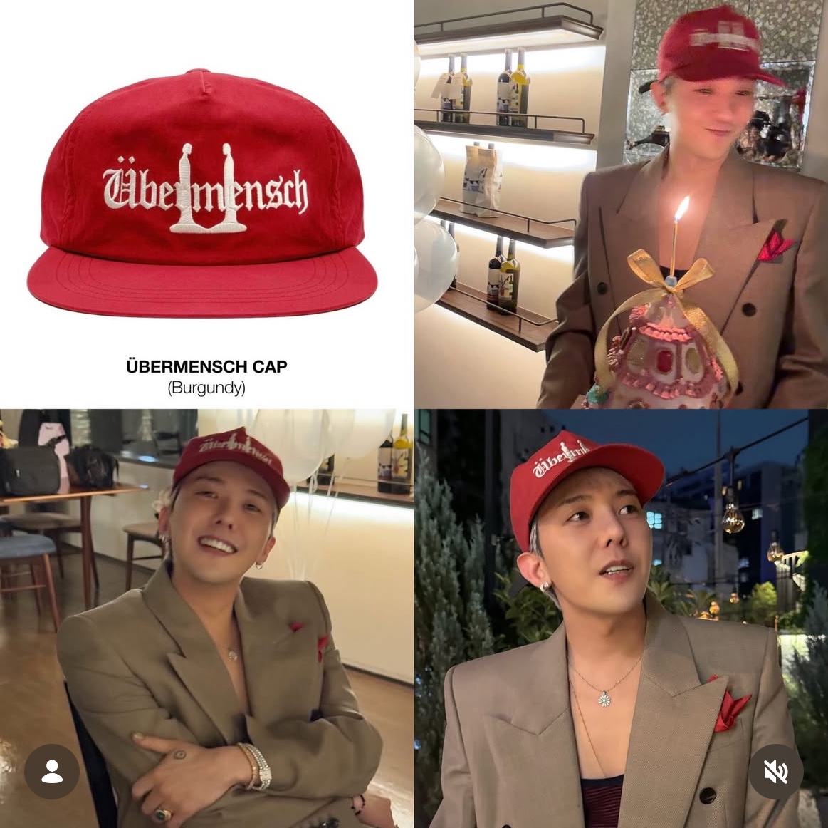 G-DRAGON Ubermensch Cap Burgundy 착용 스타일