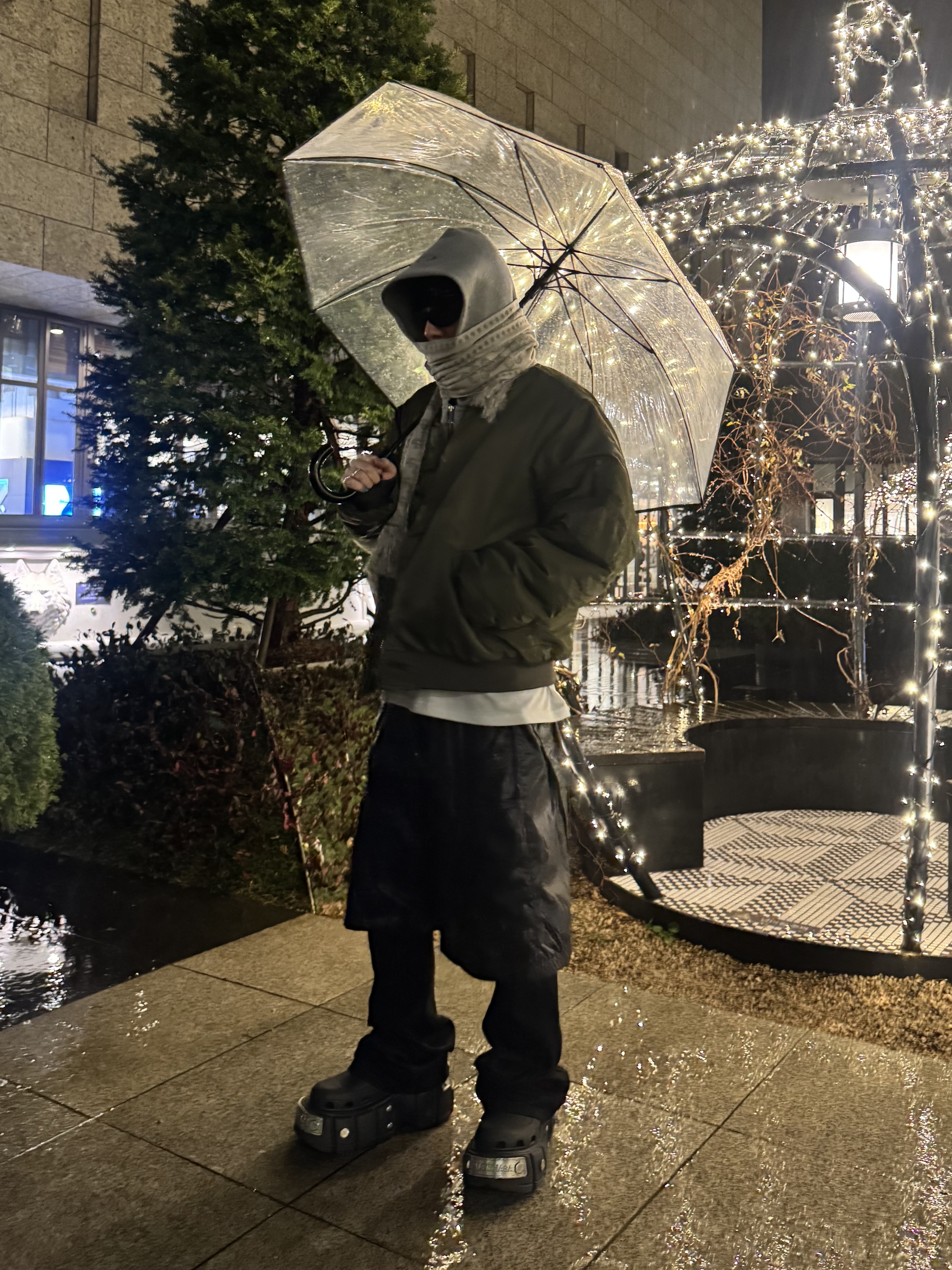 Undermycar Mu.30 Anti Fxxking Logo Play Stretch Flare Black Jeans, NAUTICA x Undermycar - NTC X UMC UTILITY SHORTS - BLACK 착용 스타일 - 3