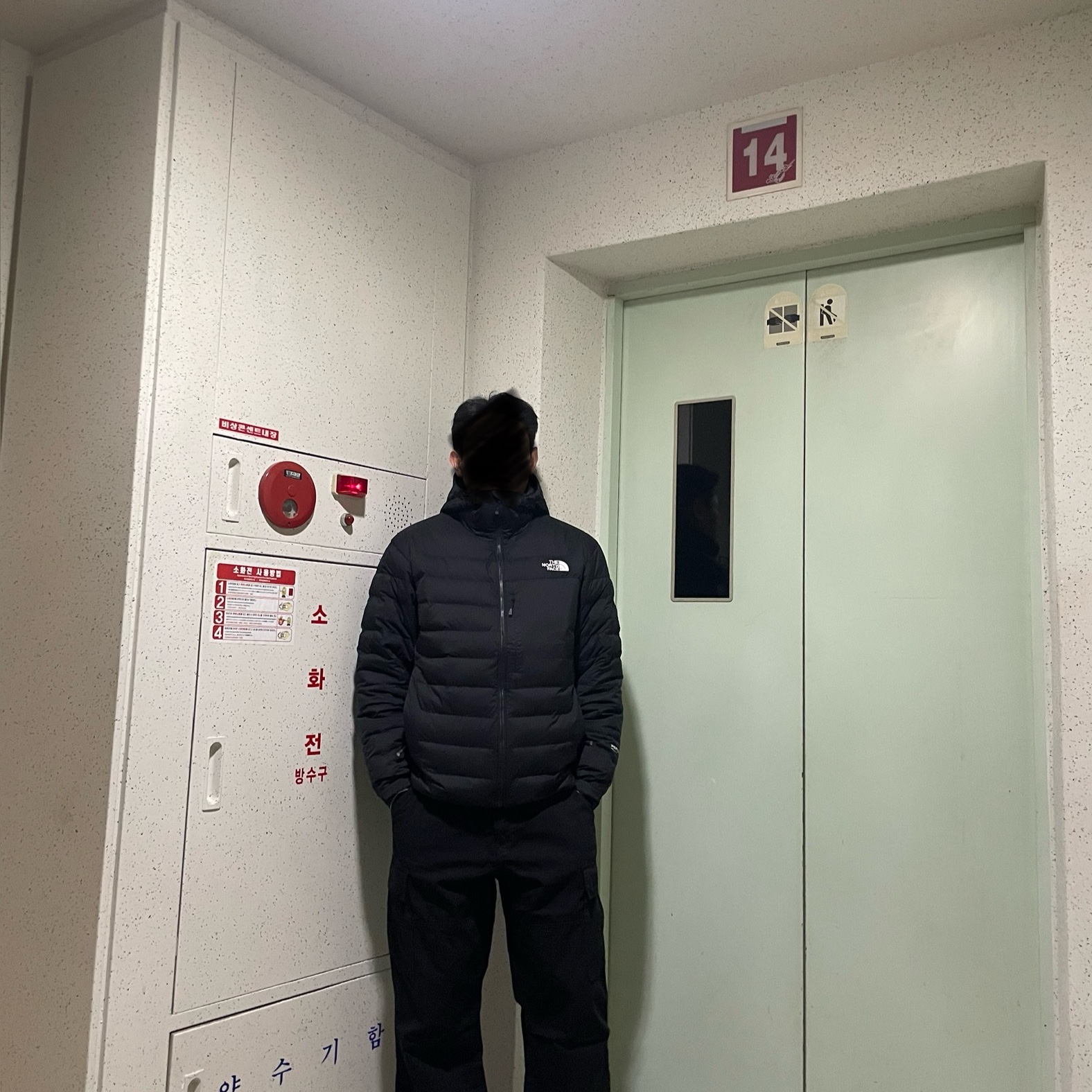 The North Face Volt RDS Down Hoodie Black 착용 스타일