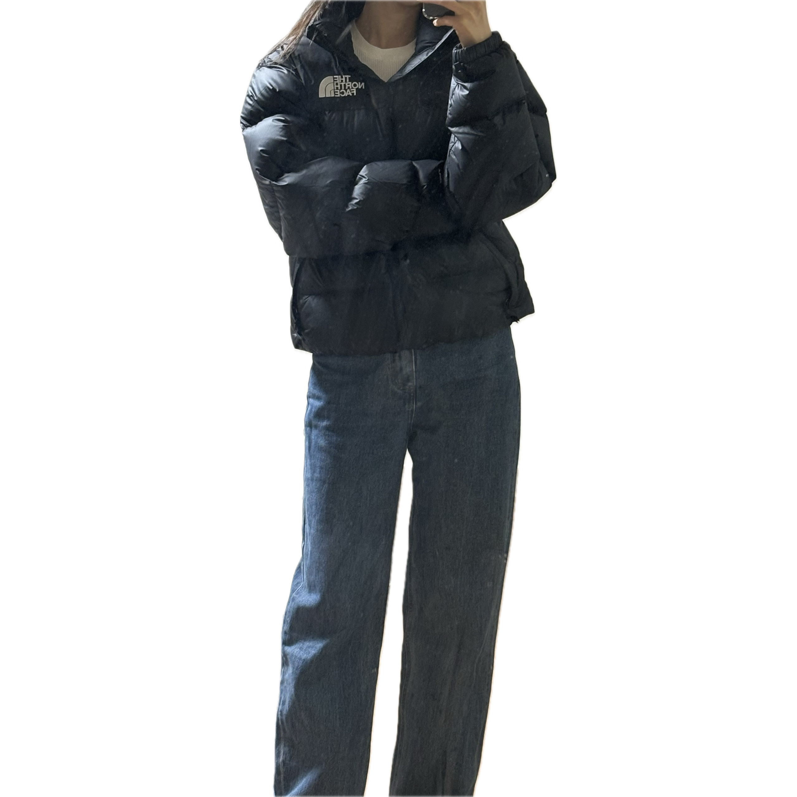 The North Face 1996 Retro Nuptse Down Jacket TNF Black 착용 스타일 - 2