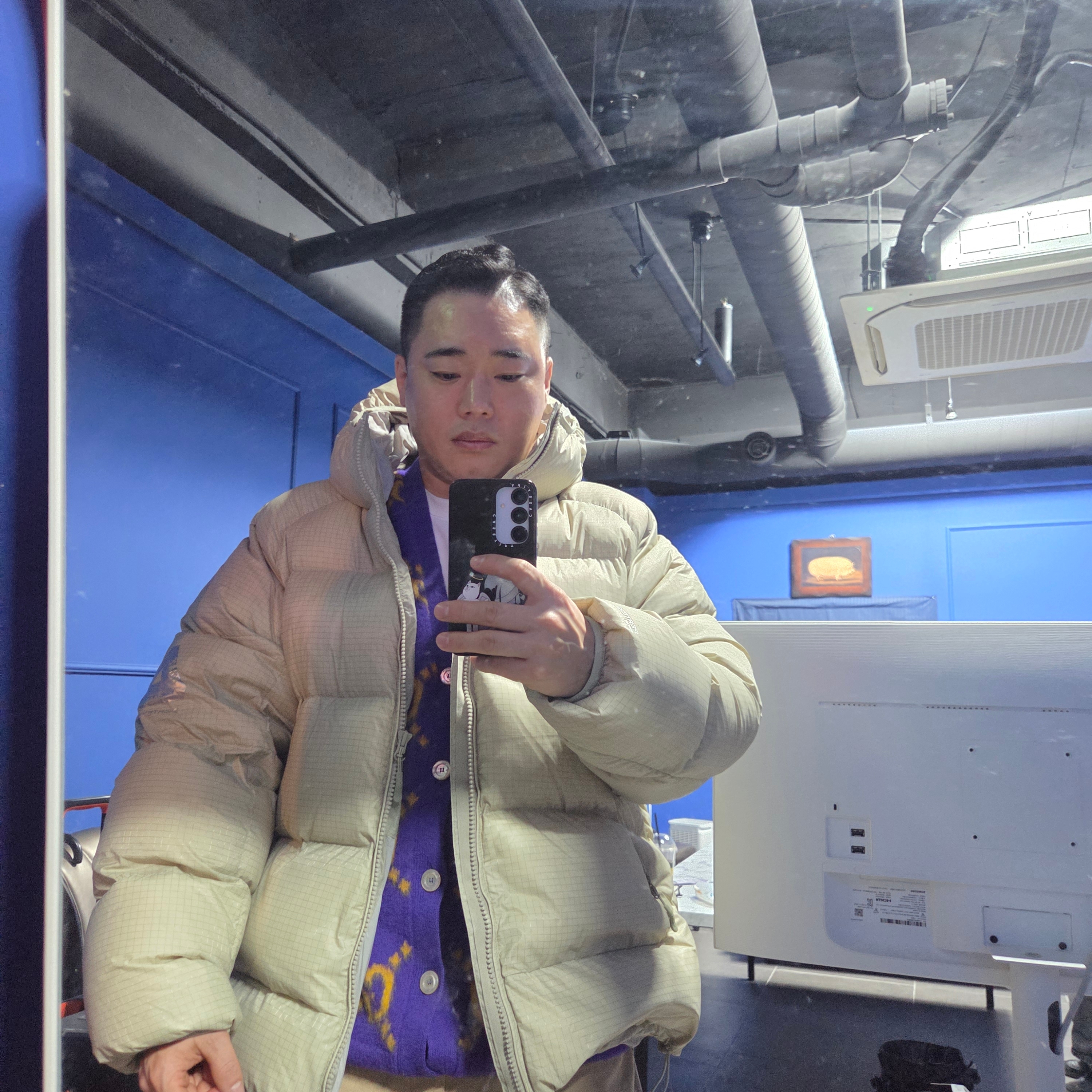 Palace Pertex Quantum RS Puffa Grey - 25FW 착용 스타일 - 1