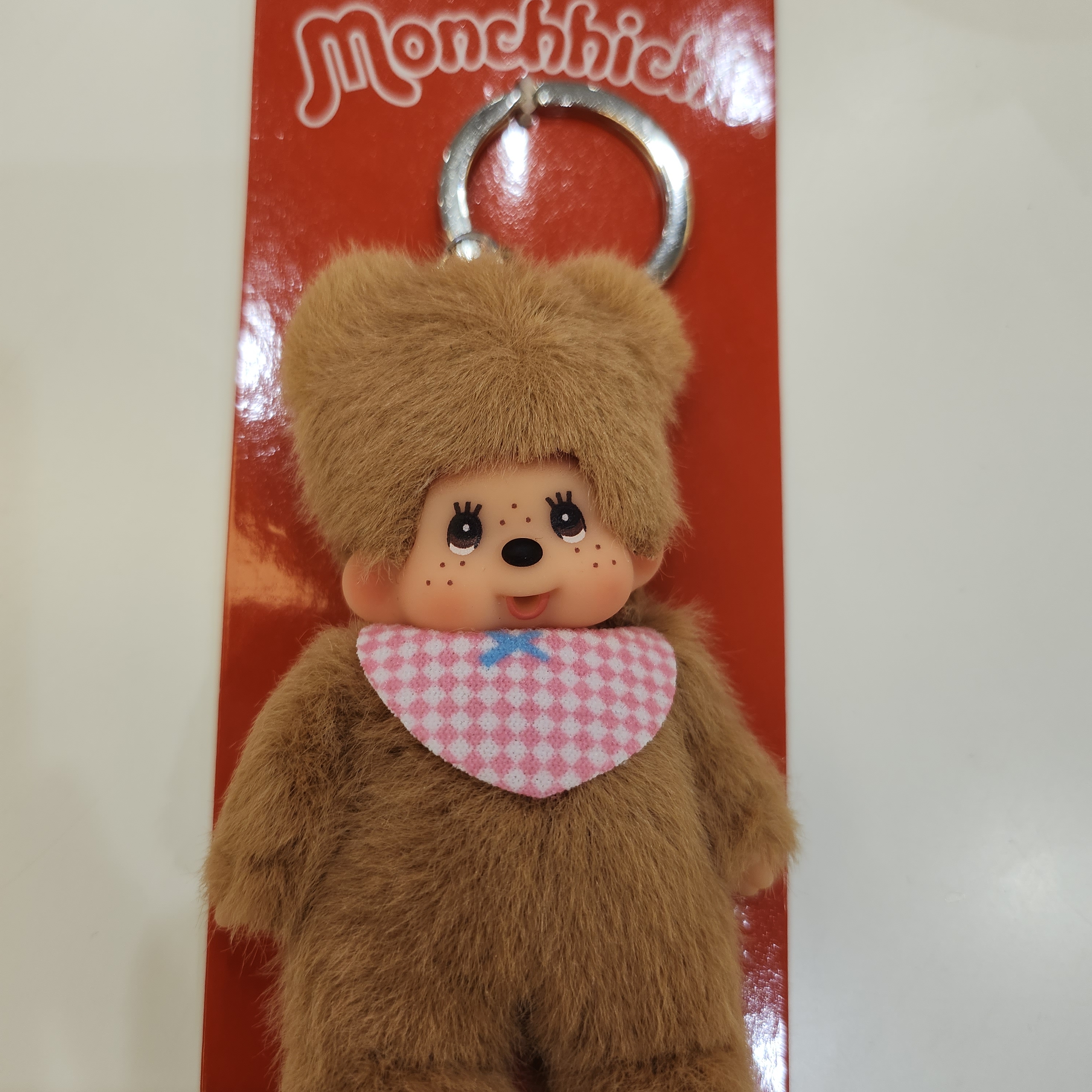 Monchhichi Bebichhichi Plush Doll Key Chain Brown 착용 스타일