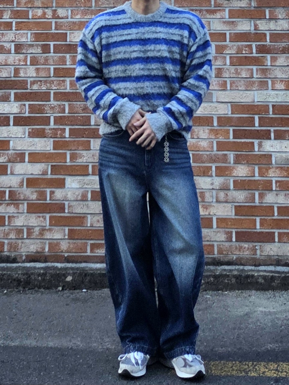 noun Corduroy Denim Pants Blue 착용 스타일 - 1