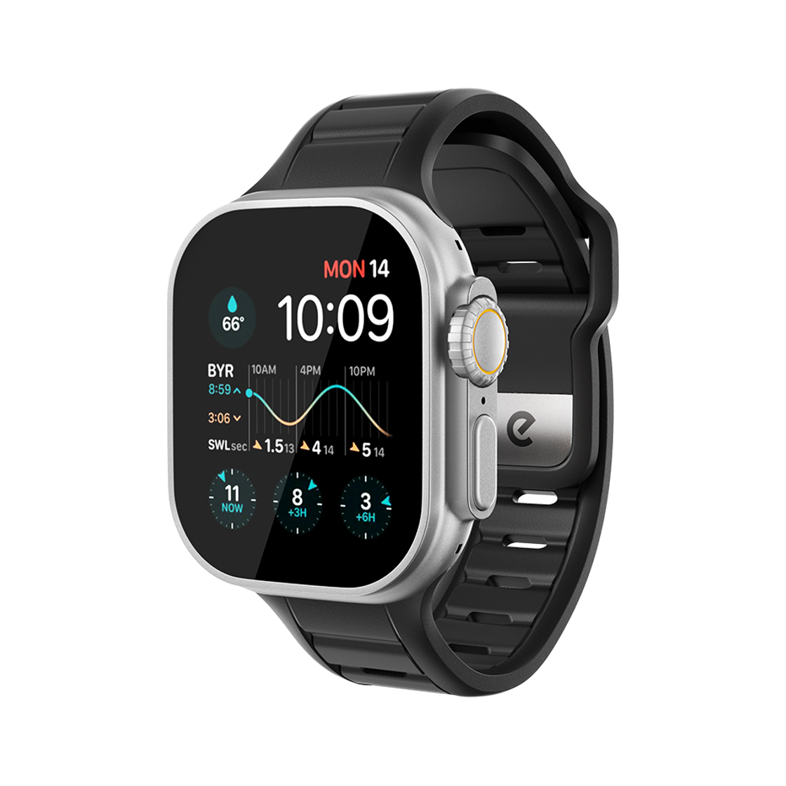 AW_S1L_CBK KEYBUDZ JOURNEY FKM APPLE WATCH STRAP Carbon Black