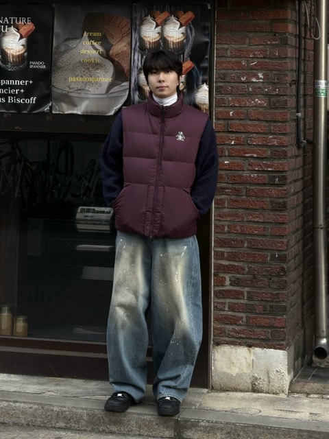 noun Wide Curved Denim Pants Painting Blue, Nike Air Force 1 '07 Low Triple Black 착용 스타일 - 1