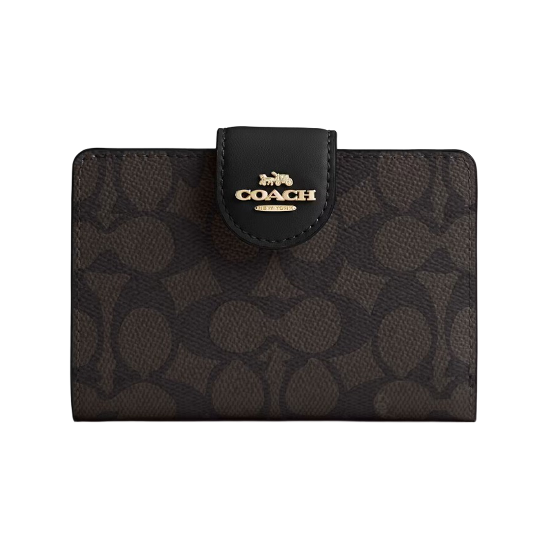 코치 시그니처 캔버스 미디움 코너 집 월렛 골드 월넛(Coach Medium Corner Zip Wallet in Signature Canvas Gold Walnut)