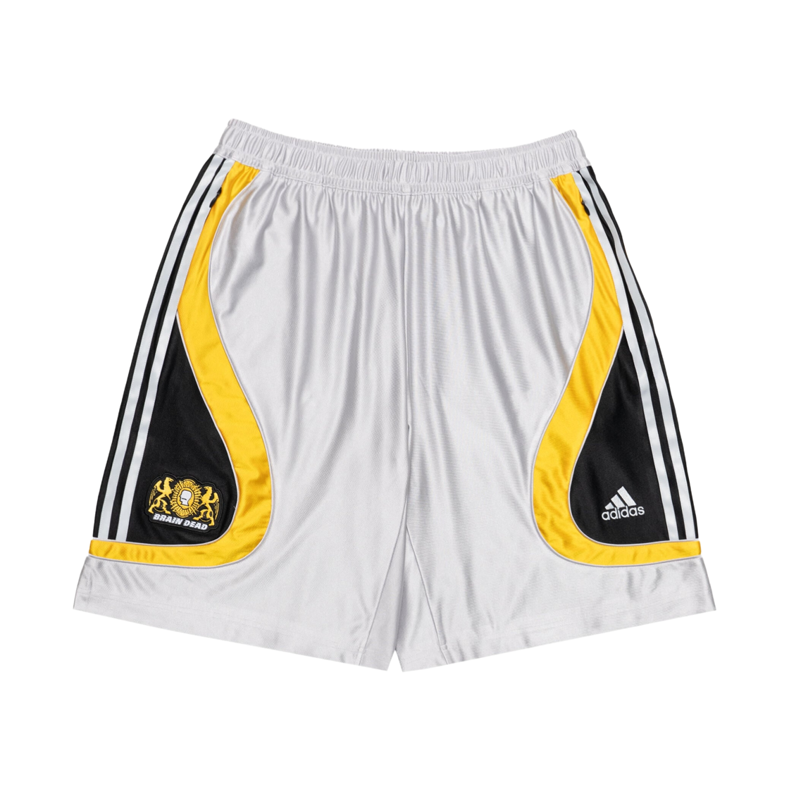 JY7962 Adidas x Brain Dead Football Shorts Silver Metallic - US Sizing