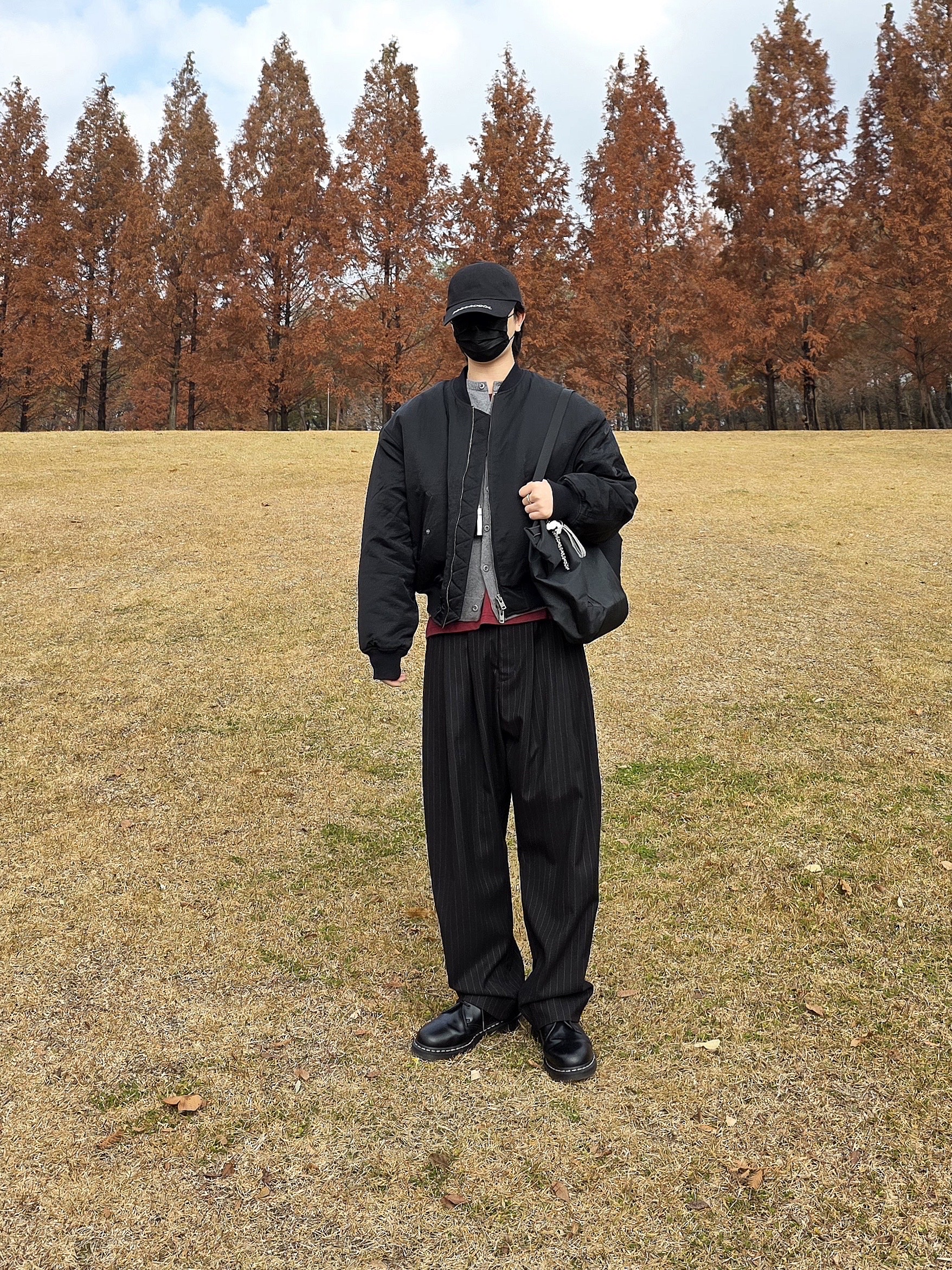 noun Wide Tapered Pants Stripe Black, Dr. Martens 1461 Smooth Black 착용 스타일 - 3