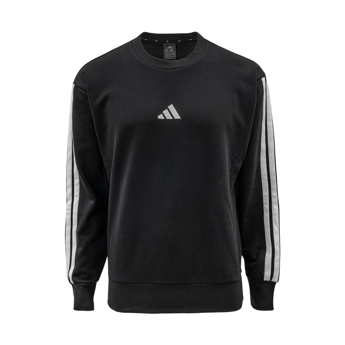 아디다스 에센셜 삼선 플리스 스웨트셔츠 블랙 화이트 - KR 사이즈(Adidas Essentials 3-Stripes Fleece Sweatshirt Black White - KR Sizing)