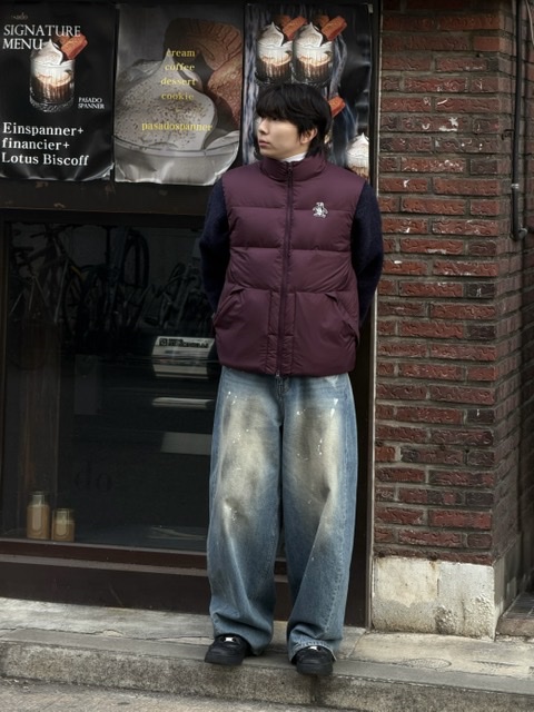 noun Wide Curved Denim Pants Painting Blue, Nike Air Force 1 '07 Low Triple Black 착용 스타일 - 2