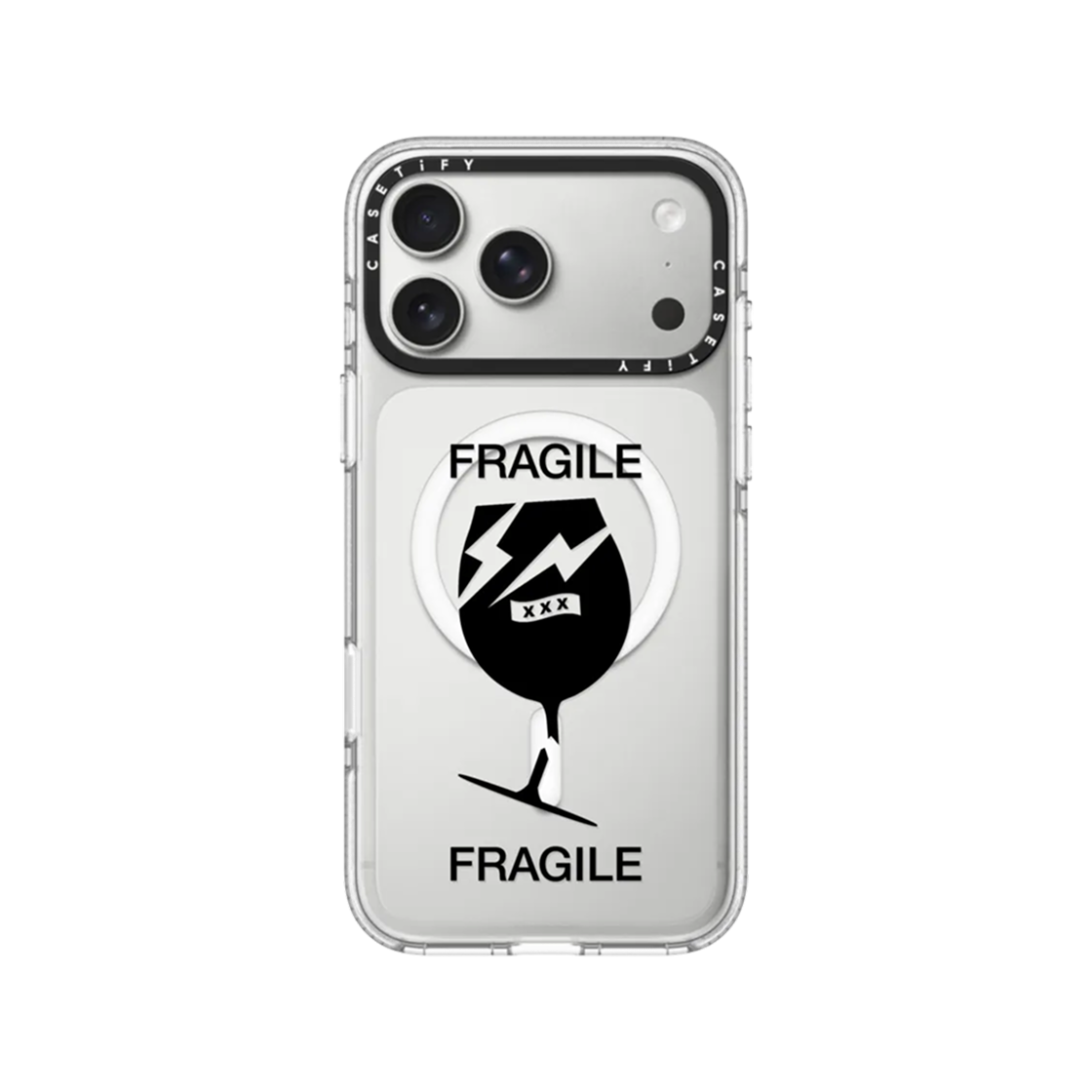케이스티파이 x 프라그먼트 x 갓 셀렉션 XXX 프래질 글래스 임팩트 클리어 케이스(Casetify x Fragment x God Selection XXX iPhone Fragile Glass Impact Clear Case)